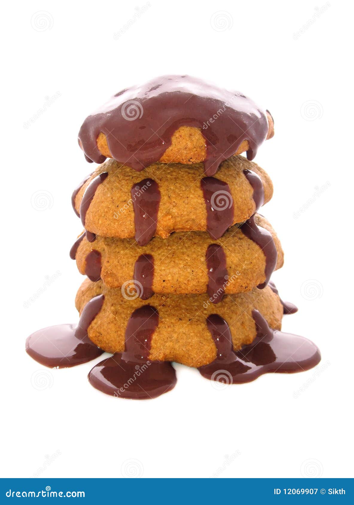 Oatmeal Cookies Topped with Chocolate Syrup Stock Image Image of