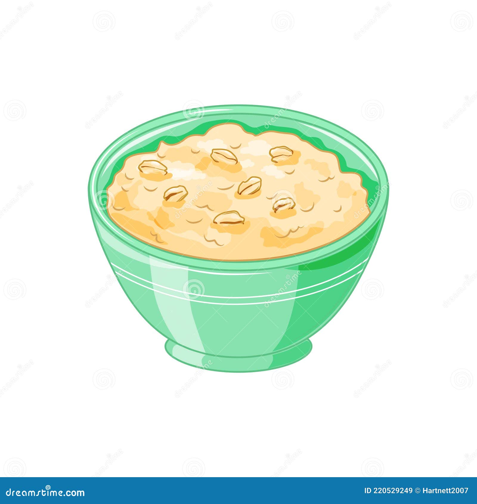 Oatmeal Porridge in a Green Bowl on a White Background. Healthy ...