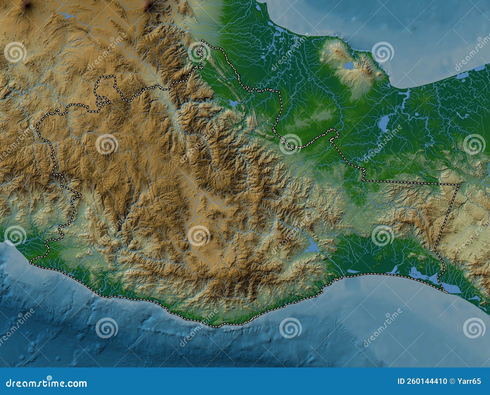 Oaxaca, Mexico. Physical. No Legend Stock Illustration Illustration