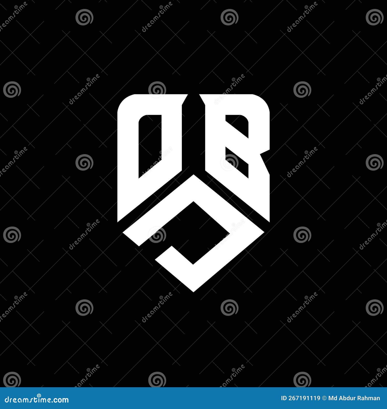 obd abstract monogram shield logo  on white background.
