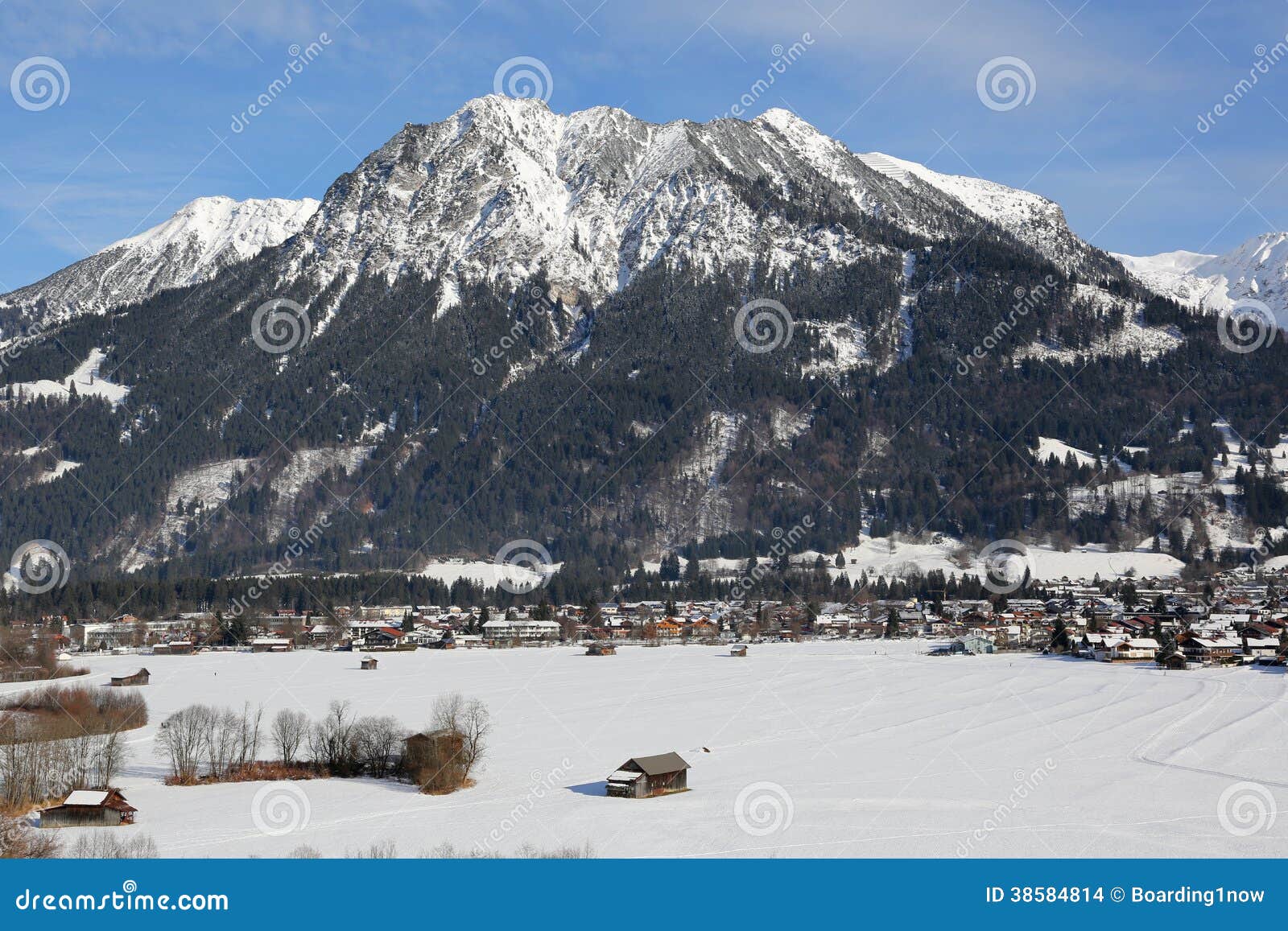 oberstdorf mountains alps with snow in winter