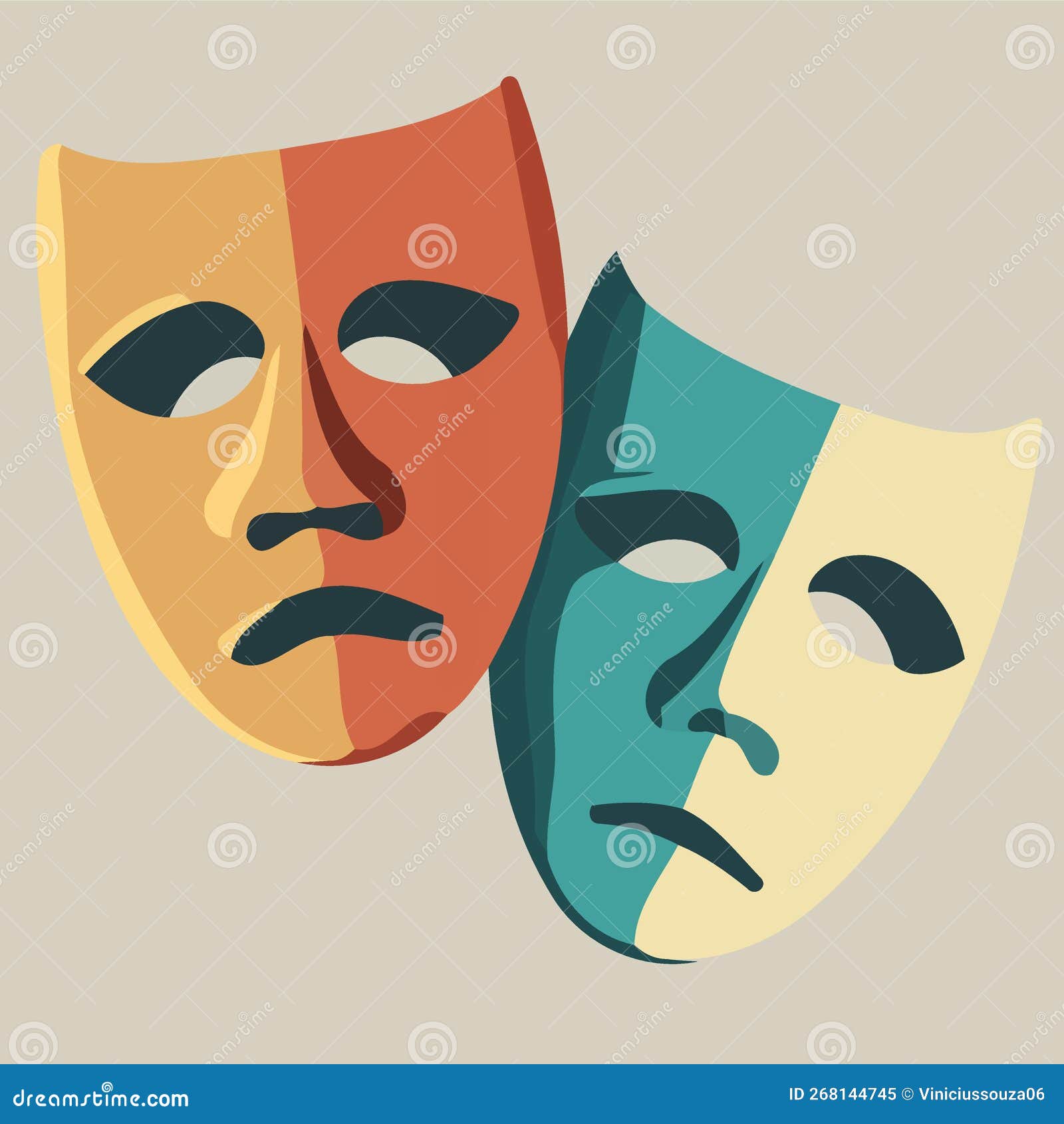 Object Dramatic Theater Masks Stock Vector Illustration of theatrical