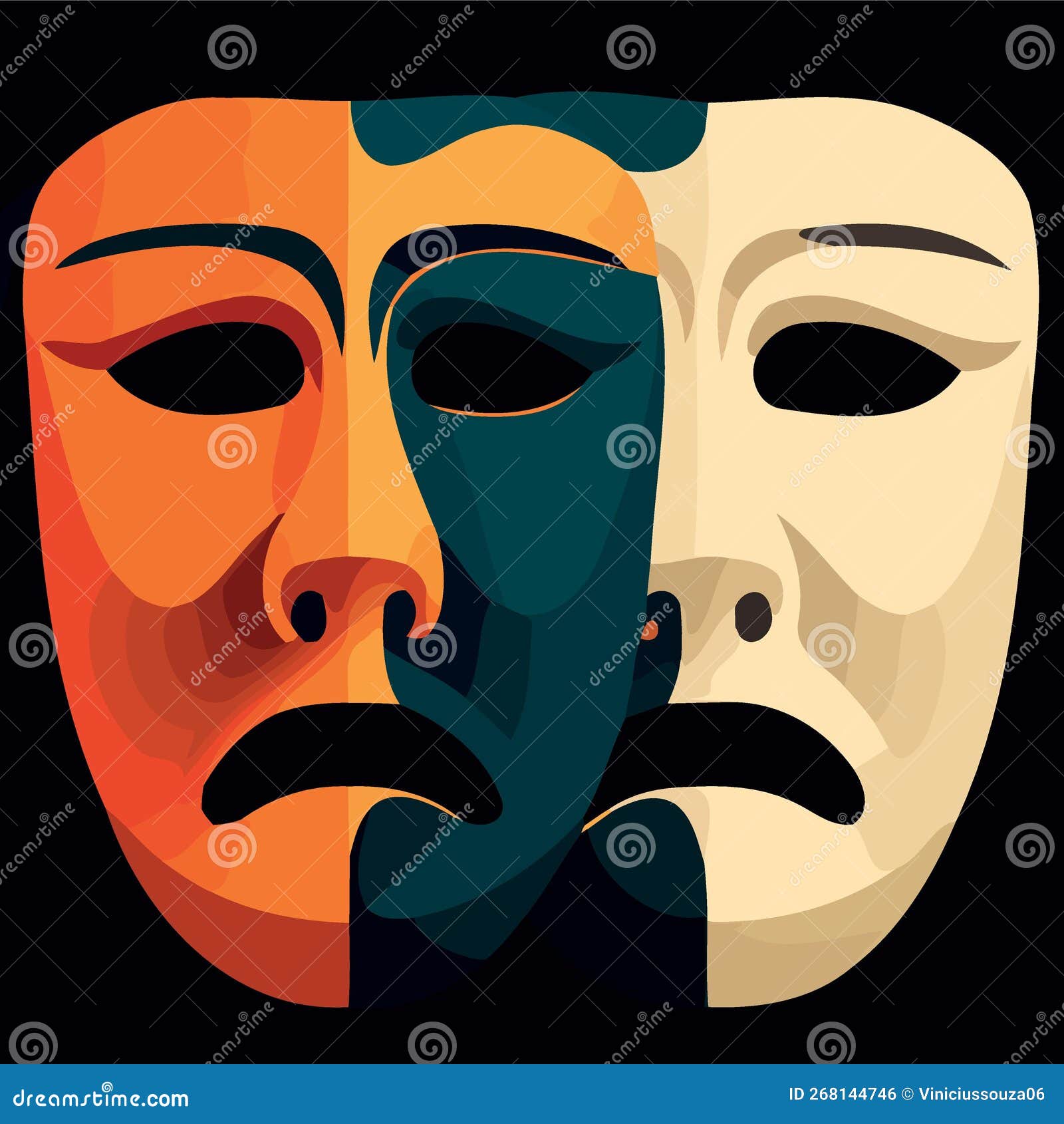 Object Dramatic Theater Masks Stock Vector Illustration of theatre