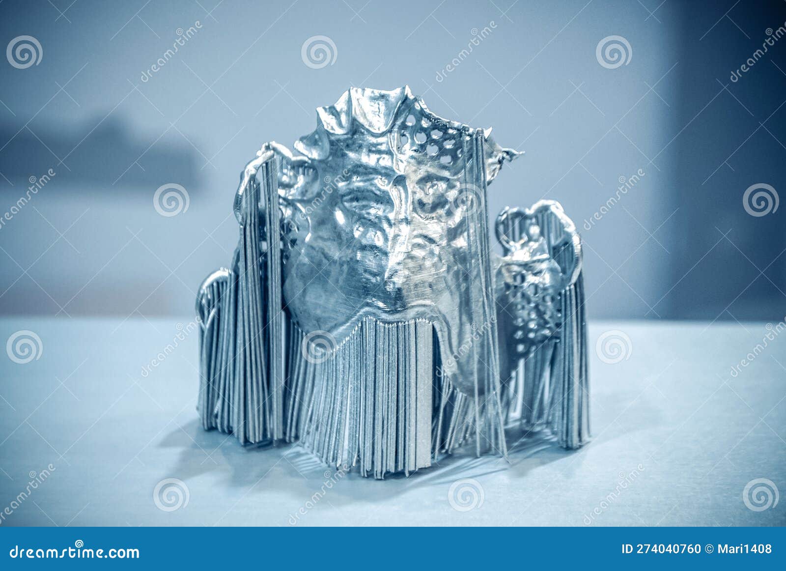 Dental Crowns Printed in Laser Sintering Machine. Modern 3D Printer