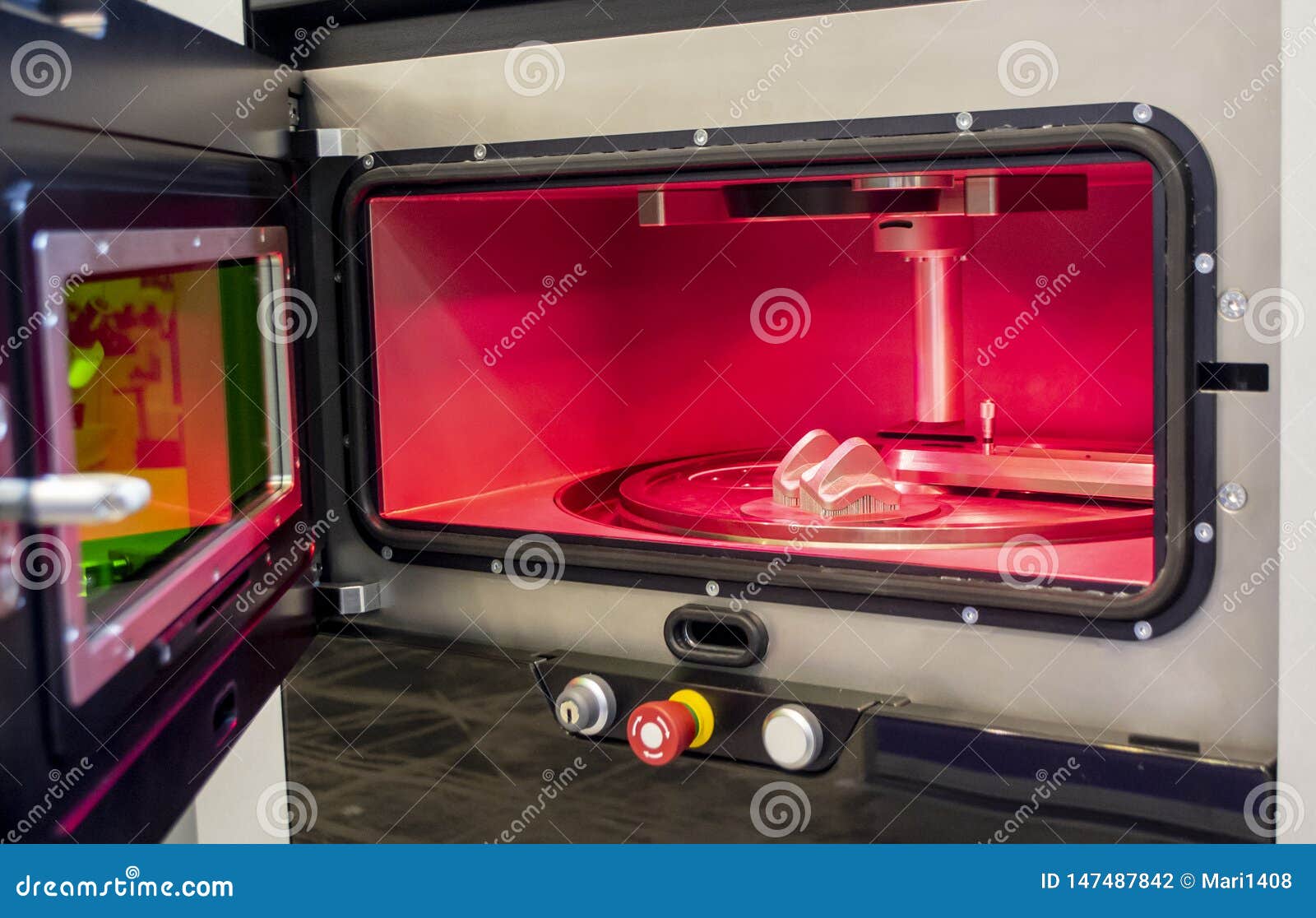 Object Printed from Metal Powder on Metal 3d Printer, Working Chamber