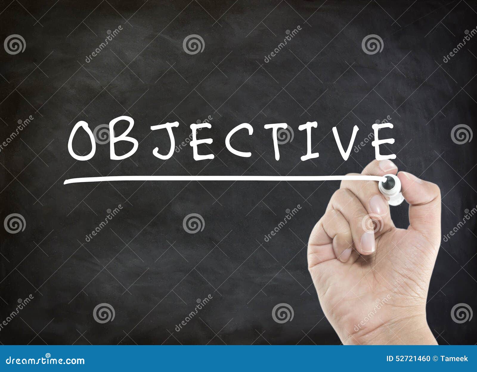 objective with hand writing