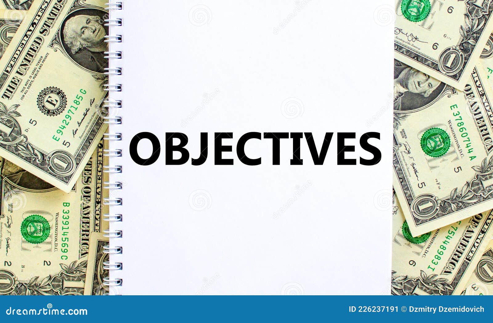 Objectives Symbol. the Concept Word `Objectives` on White Note