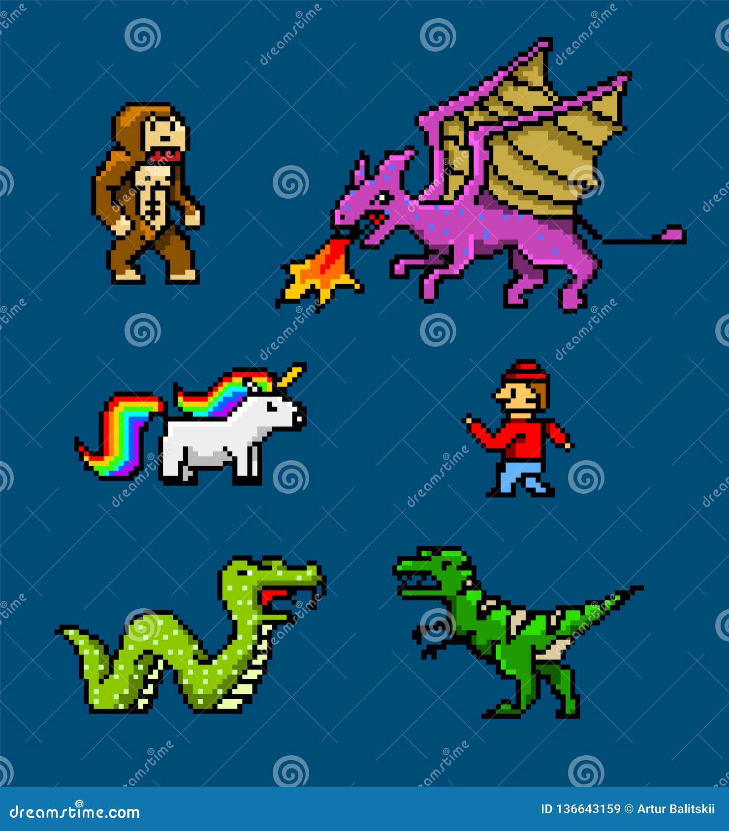 Pixel art bit objetos ativos de jogos digitais retrô conjunto de