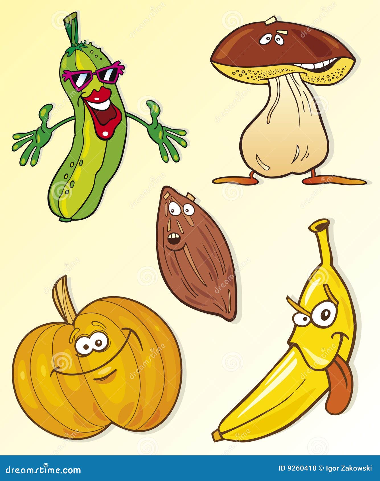 Objets De Nourriture De Dessin Anime Illustration De Vecteur Illustration Du Cartoon Heureux