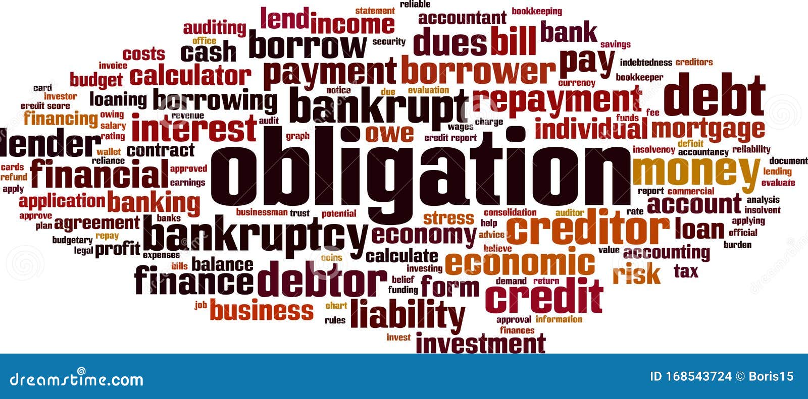 Obligation word cloud stock vector. Illustration of borrower 168543724