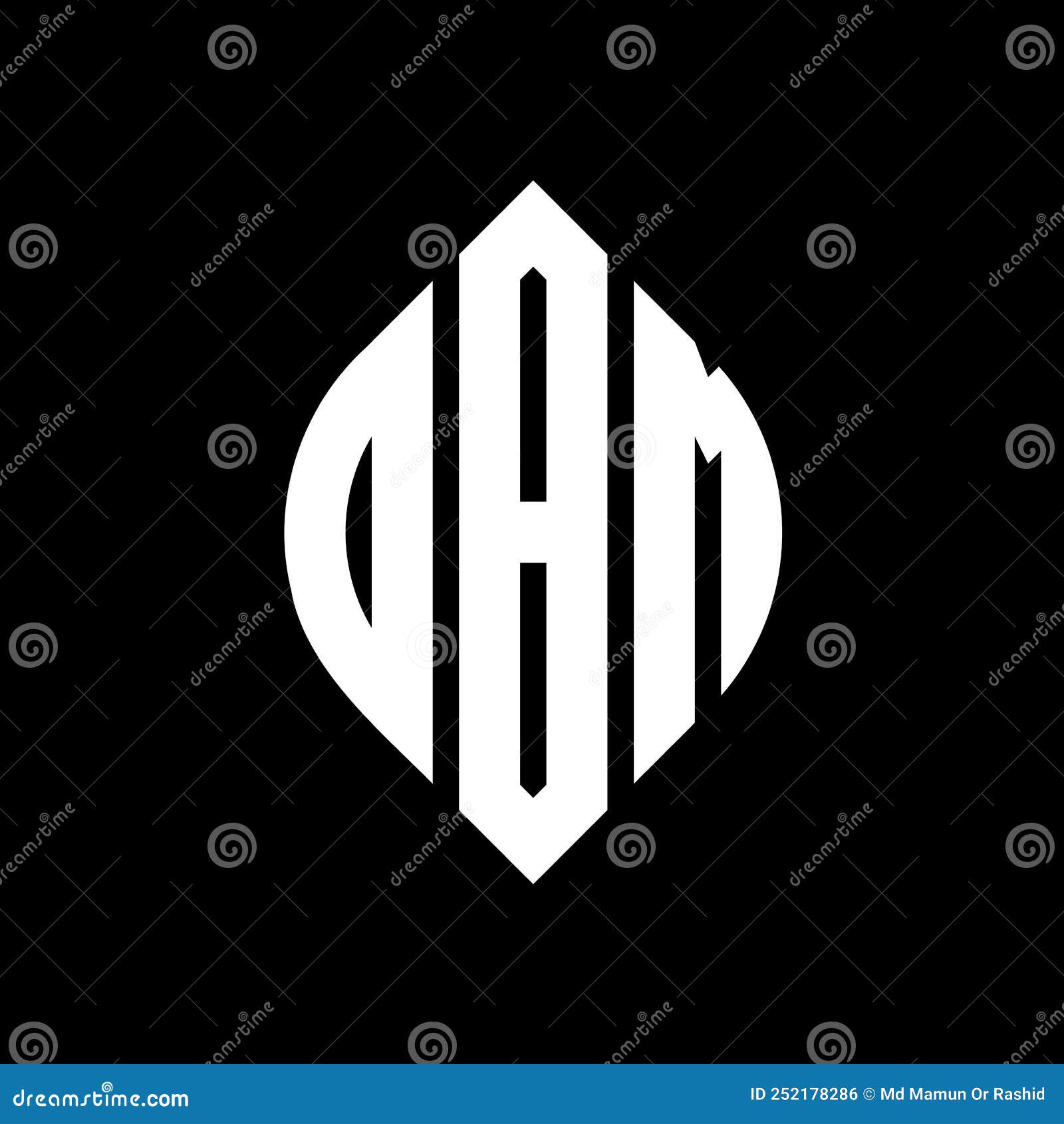 obm circle letter logo  with circle and ellipse . obm ellipse letters with typographic style. the three initials form a