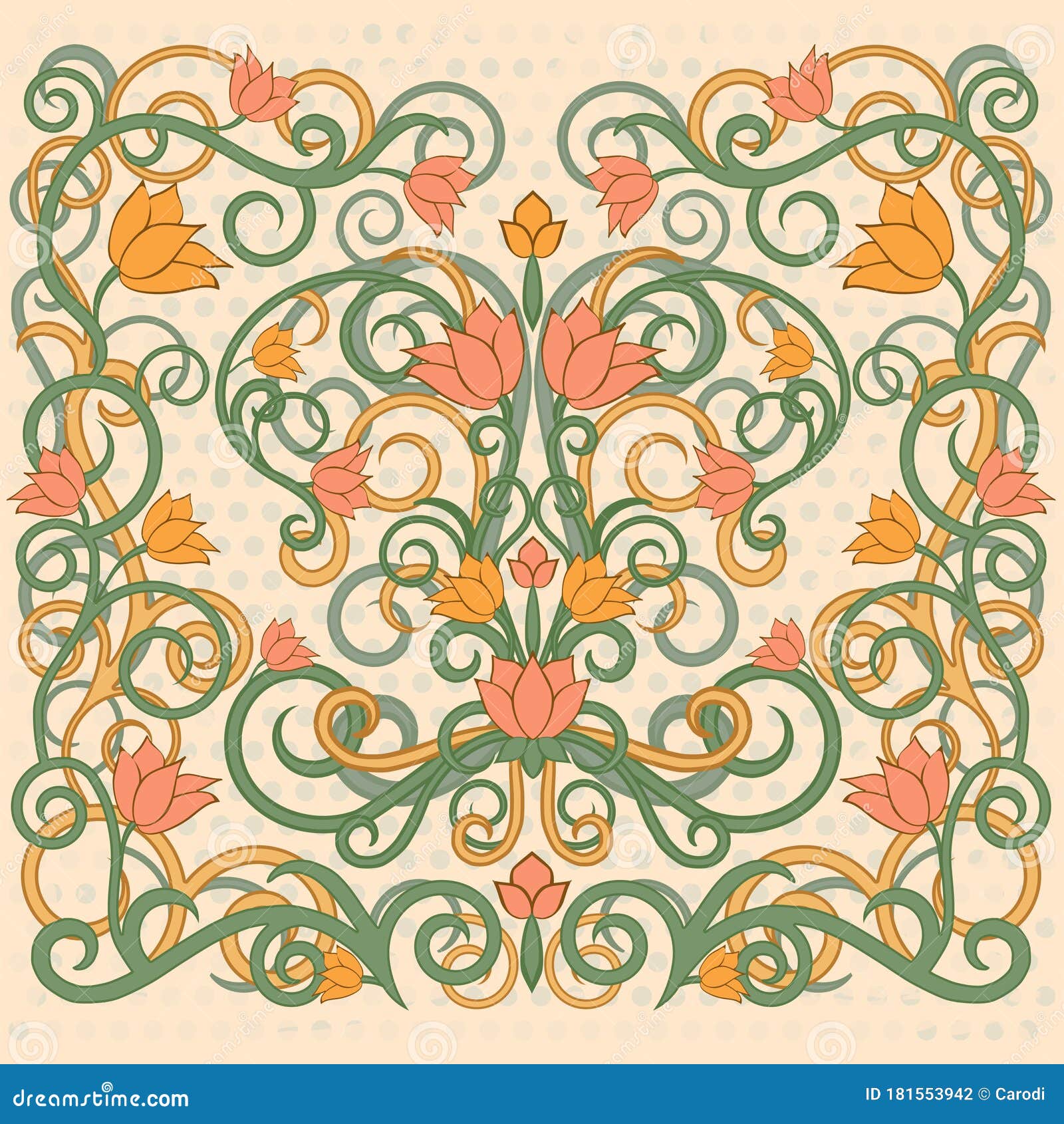 Floral Wallpaper in Art Nouveau Style, Vector Stock Vector