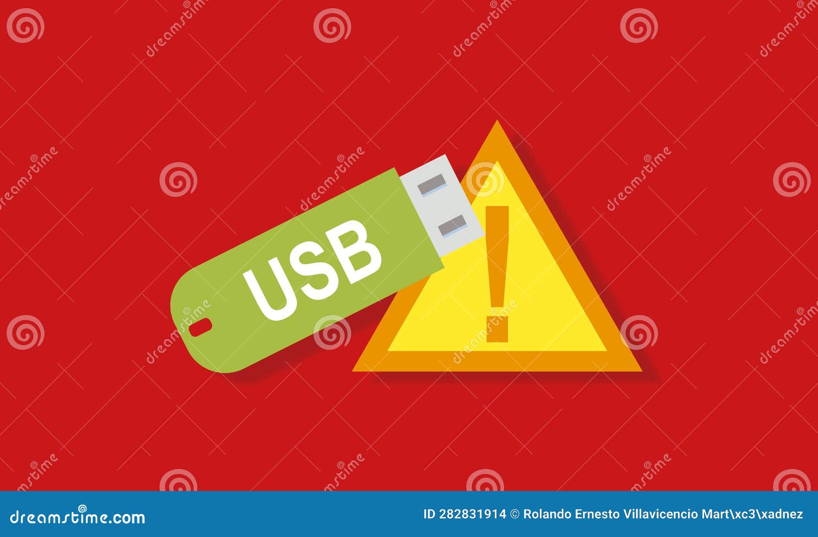 USB Device Illustration. Risk of Loss of Information. Virus Alert and
