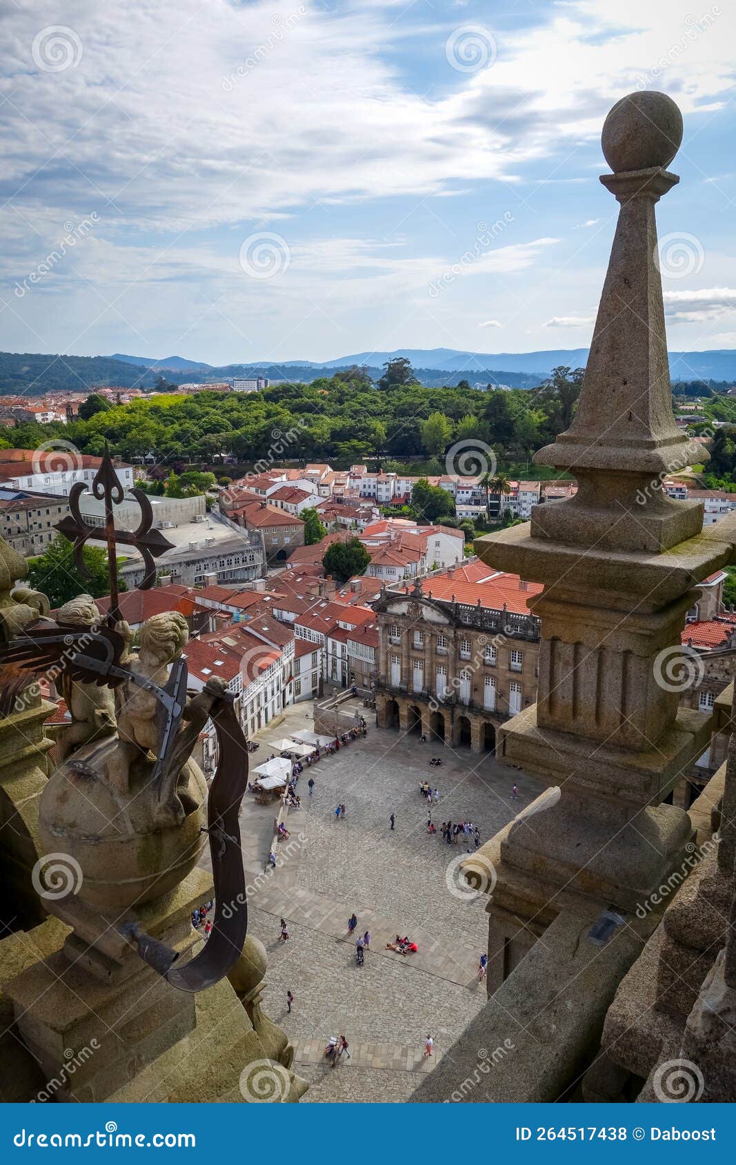 obradoiro square view from santiago de compostela cathedral, galicia, spain