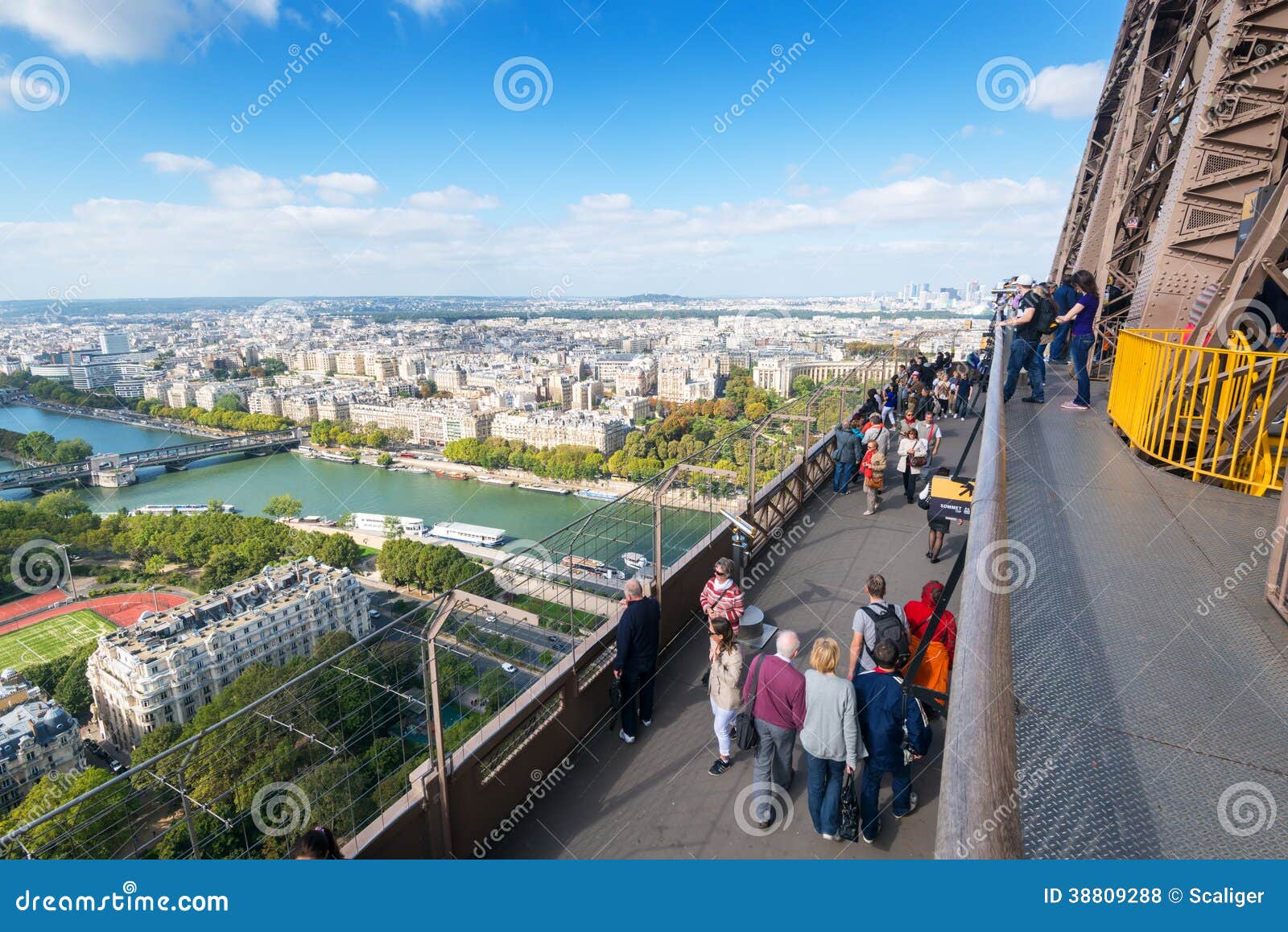 Observation Deck of the Eiffel Tower in Paris Editorial Stock