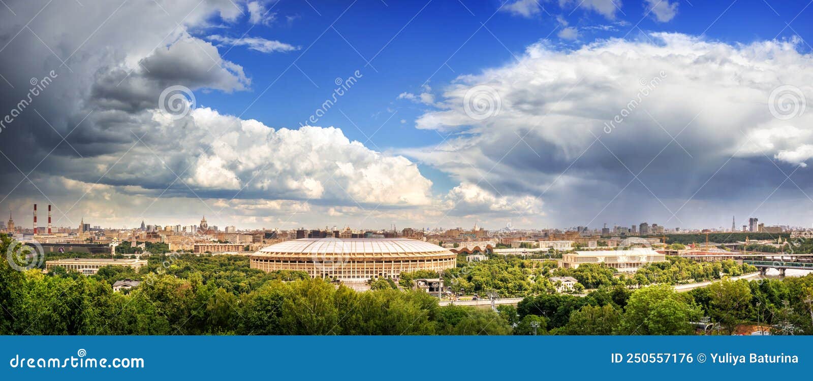 Observation Deck and View of Luzhniki, Sparrow Hills, Moscow Stock