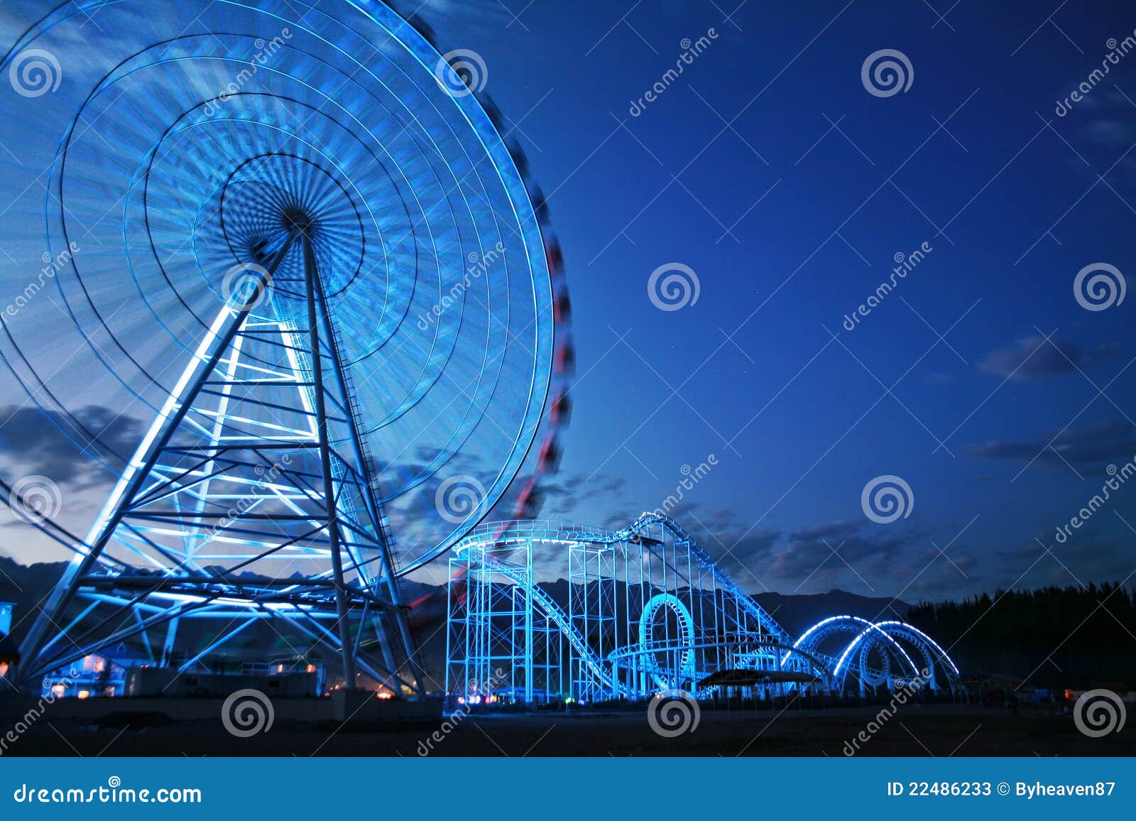 observation wheel and rollercoaster