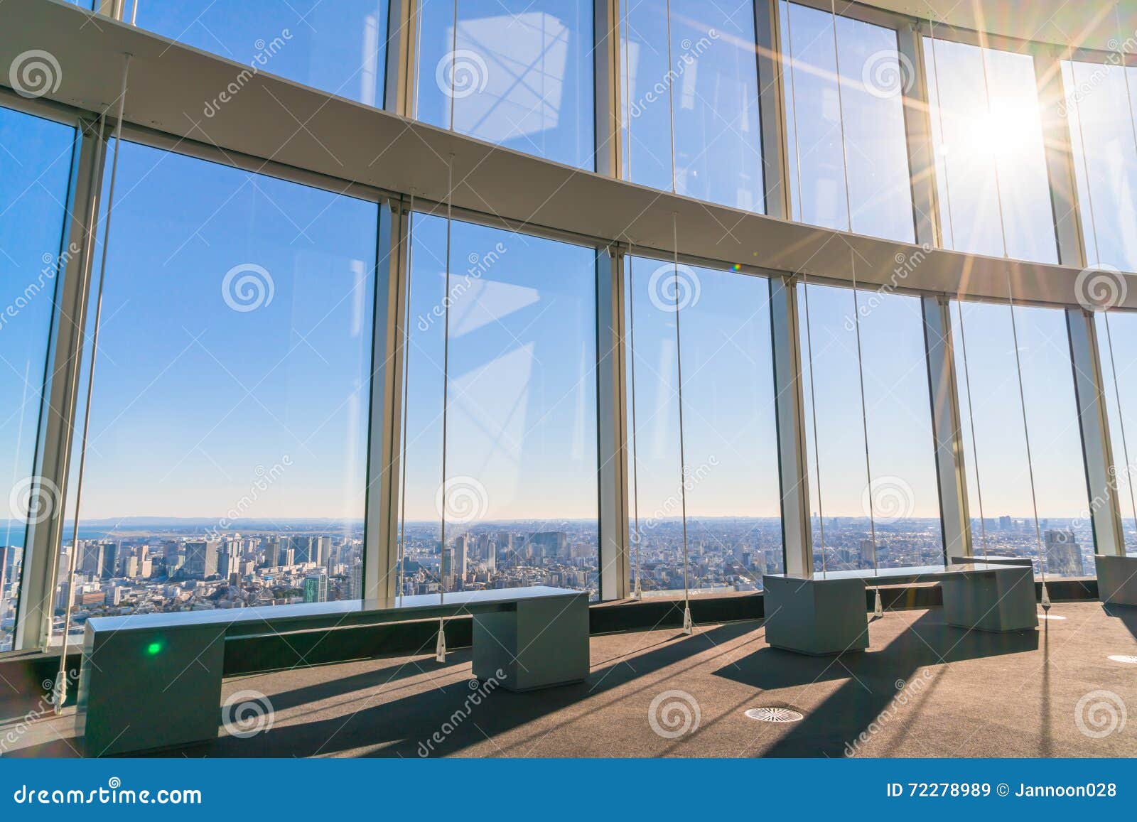 .Observation Windows in Tokyo with Views of Skyscrapers Japan Stock