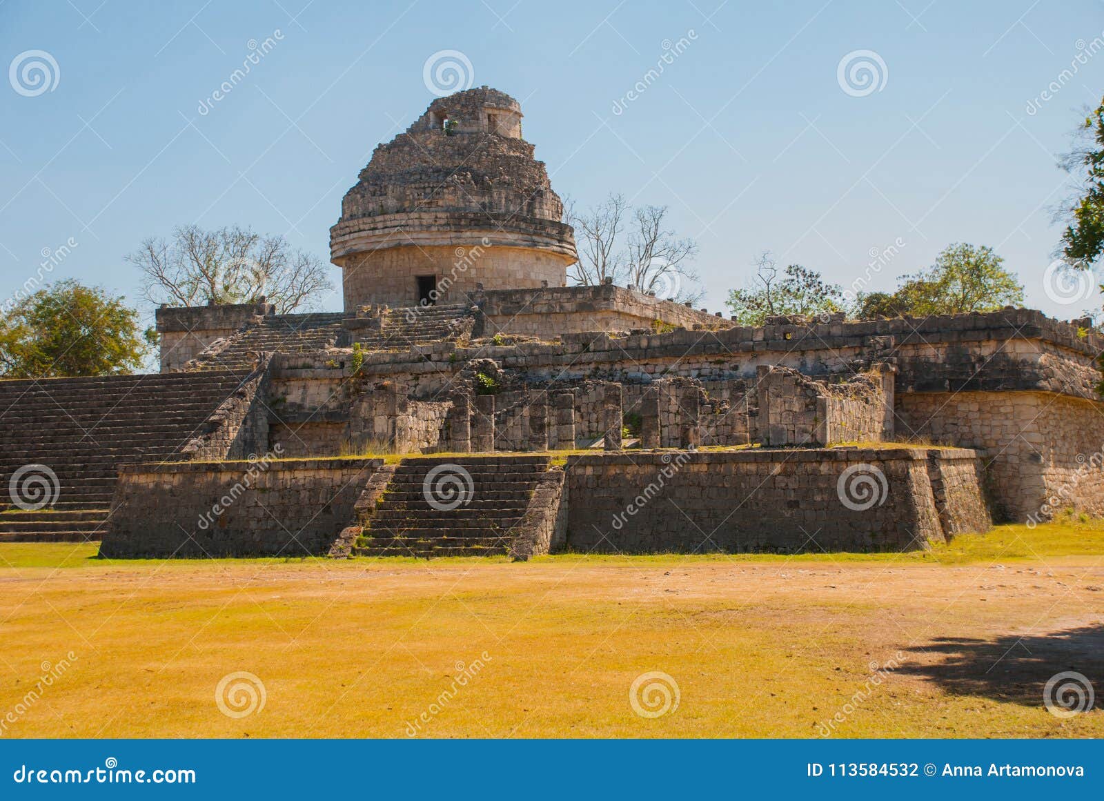 the observatory at chichen itza. mexico