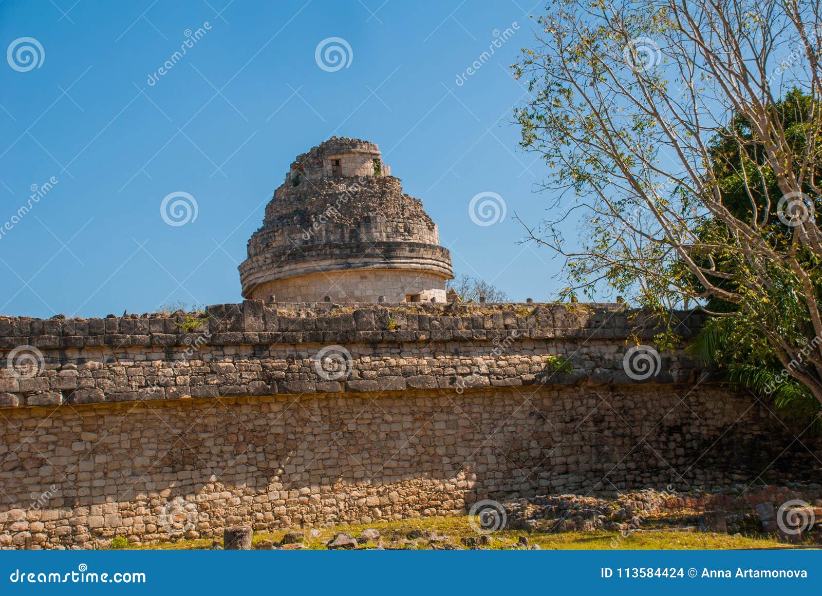 the observatory at chichen itza. mexico