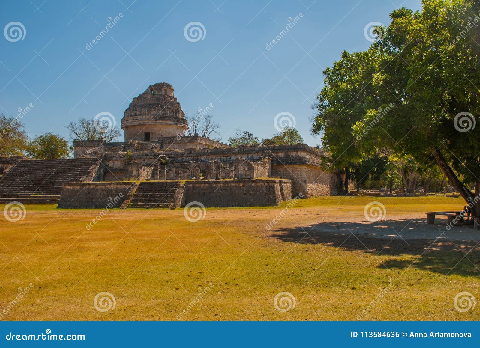 the observatory at chichen itza. mexico