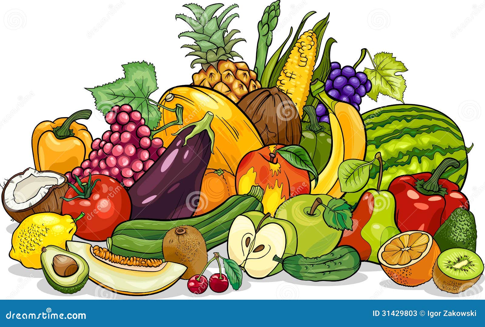 Obst Und Gem se Gruppenkarikaturillustration Vektor Abbildung obst-und-gem-se-gruppenkarikaturillustration-vektor-abbildung