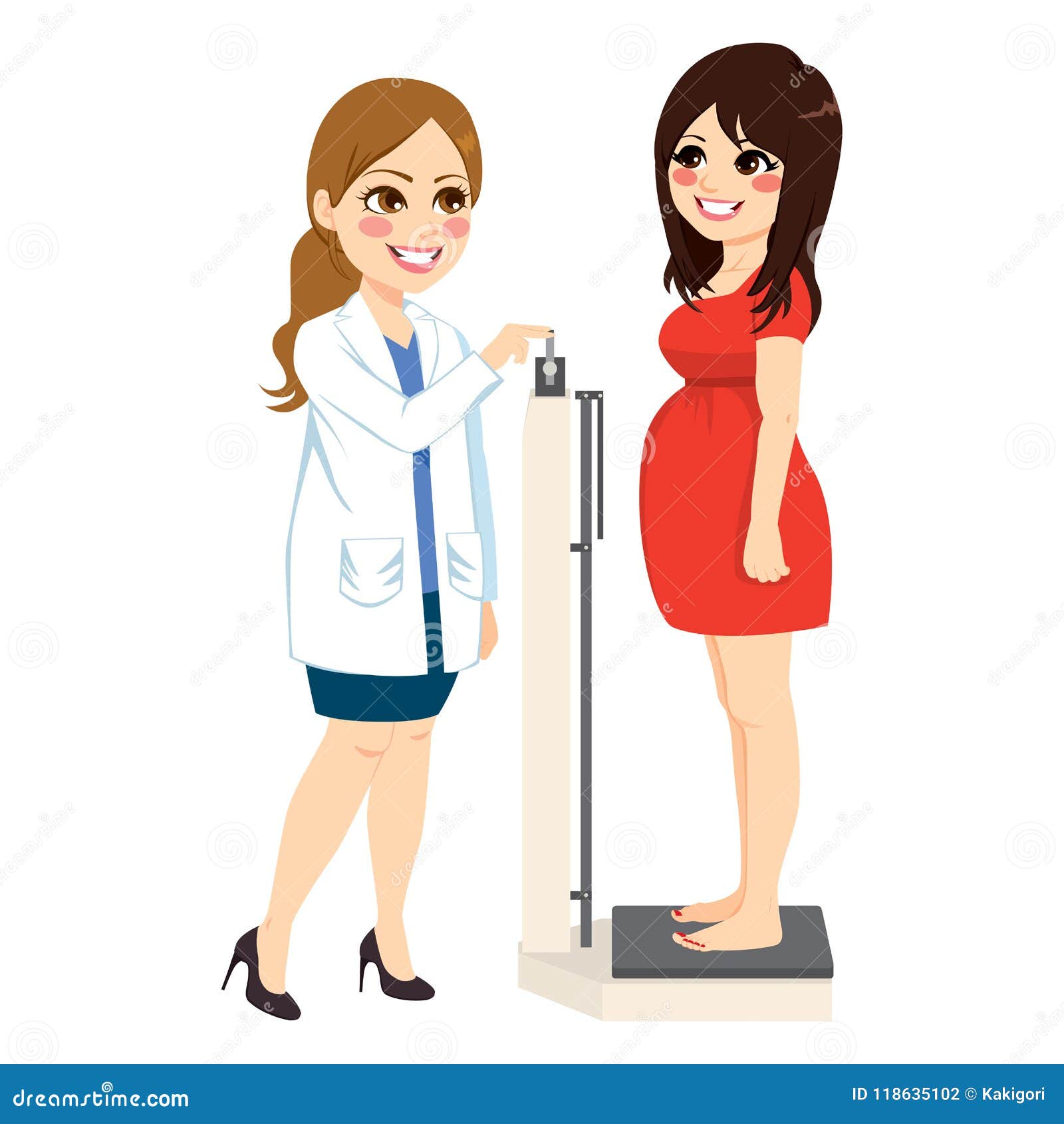 Obstétrico Scale Weight Pregnant Ilustración del Vector Ilustración