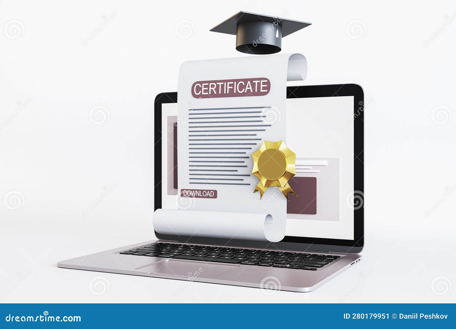 Obtaining Diploma. Distance Education And Learning Vector Illustration