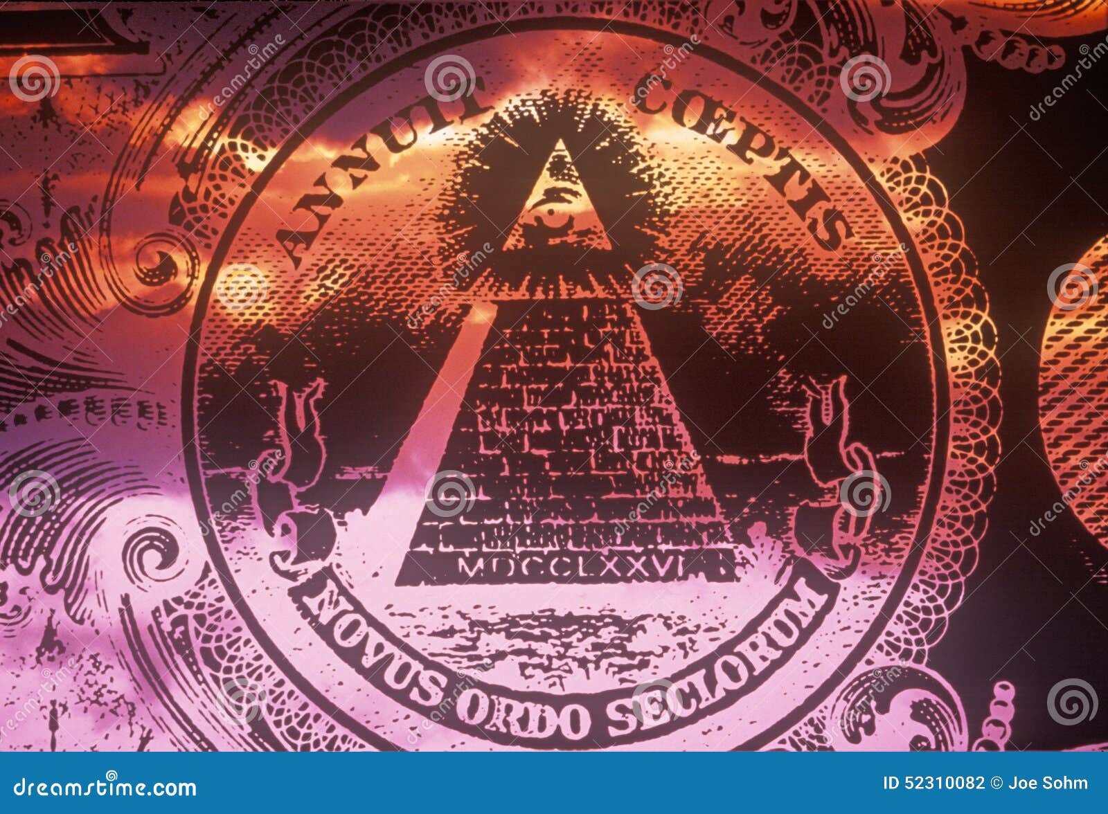 obverse (reverse) side of national seal of the united states, a pyramid with all seeing eye of providence - novus ordo seclorum