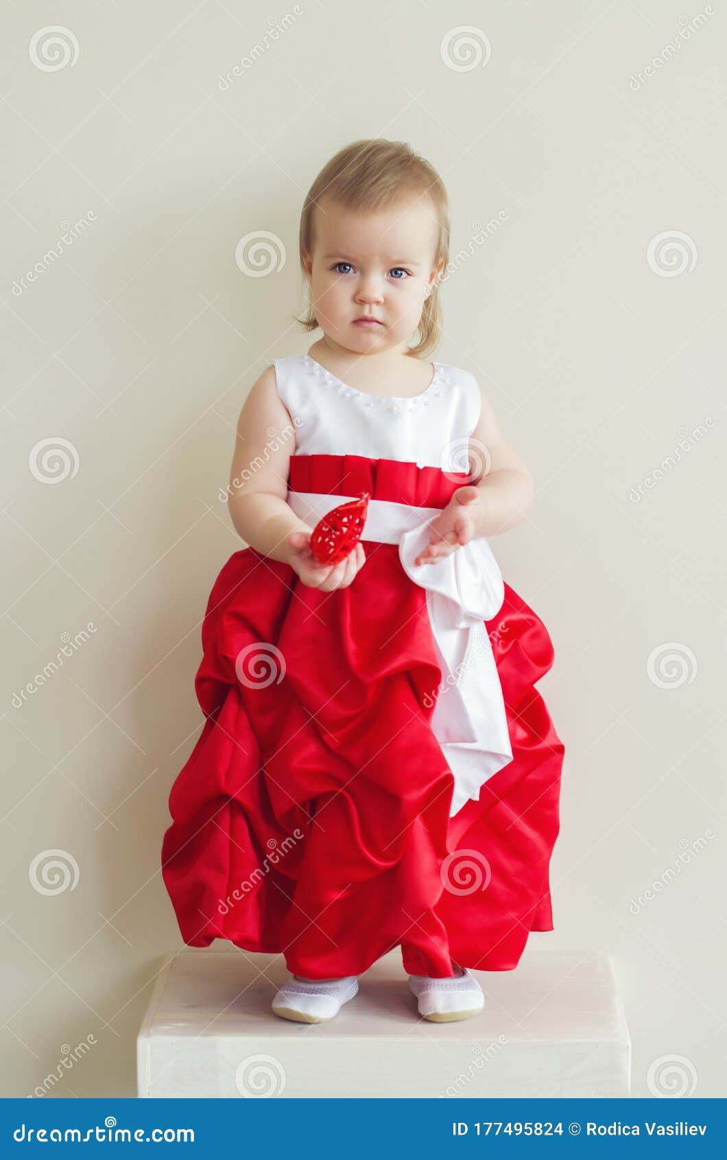 Pretty Baby Girl in a Red and White ...