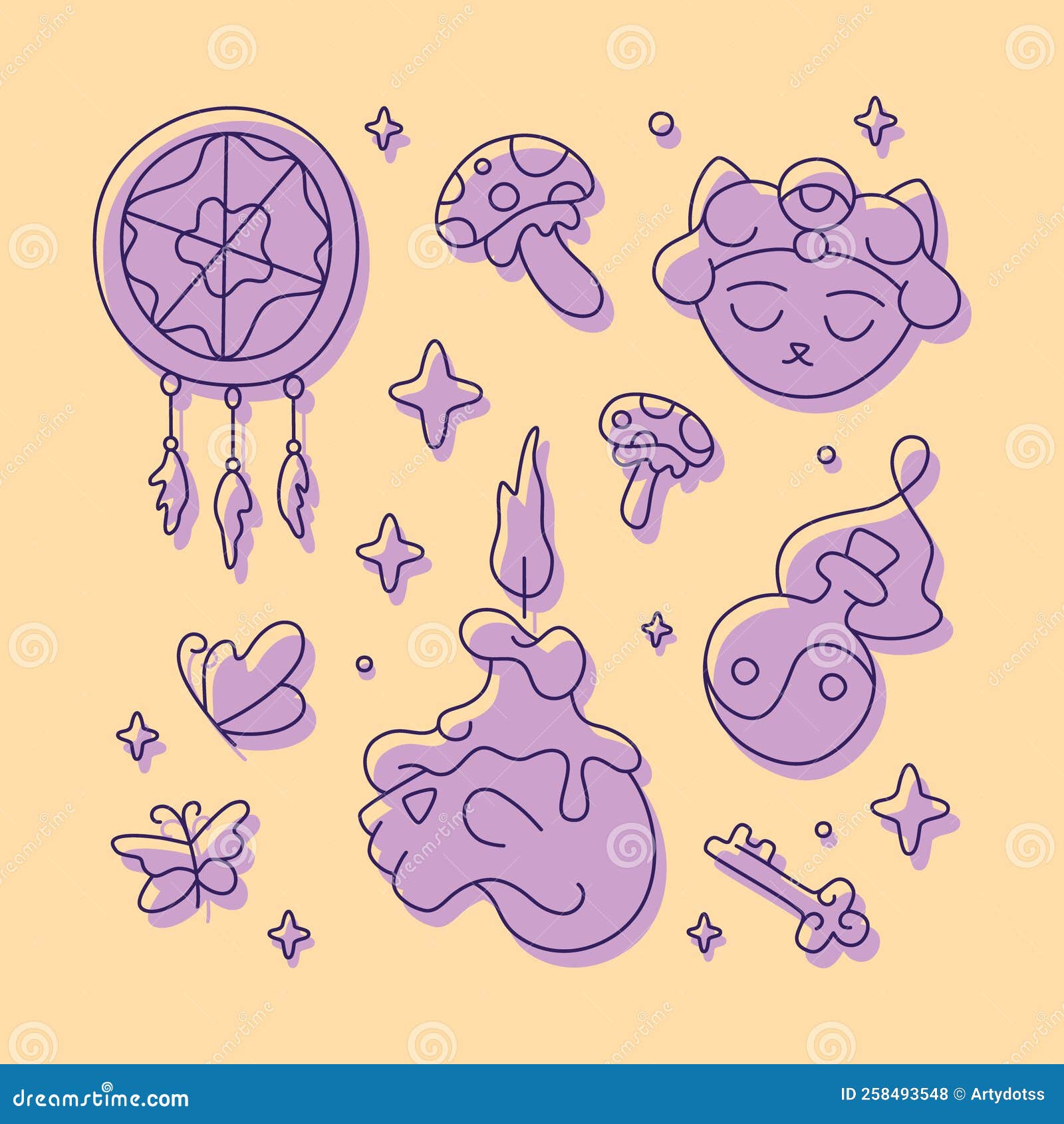 Seamless Pattern with Hand Drawn Doodle Line Art Celestial Bodies and Magic  Items. Spiritual Mystic Repeat Texture Stock Vector - Illustration of  mystic, boho: 224071756