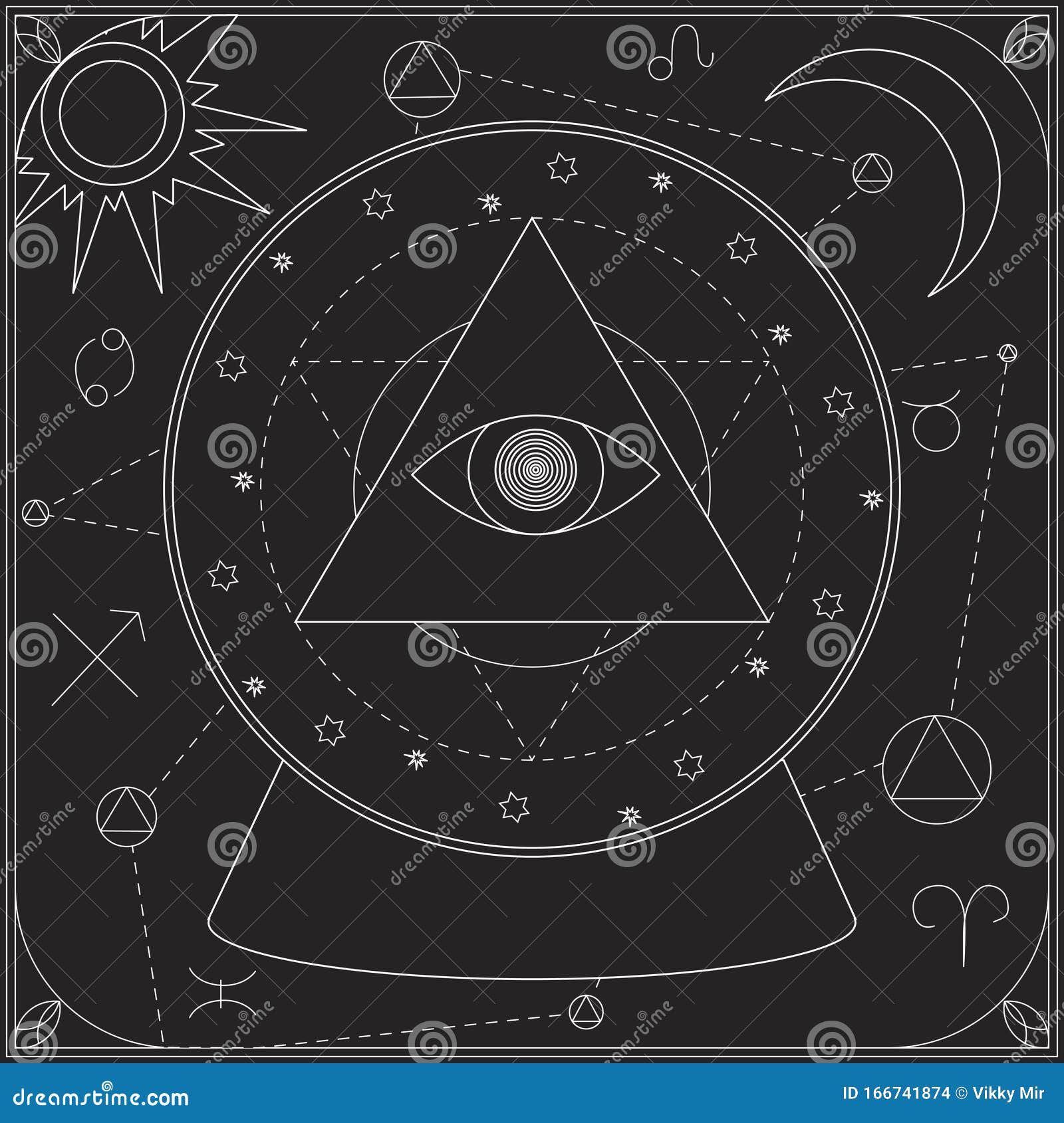 A Evil Eye with Triangle As a Concept of Magic, Mysticism and Fortune  Telling, a Outline Stock Set or Collection with Eyes Stock Vector -  Illustration of magic, collection: 167711458