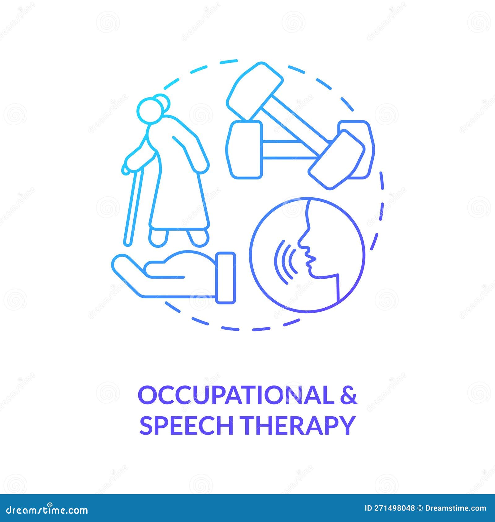 Occupational and Speech Therapy Blue Gradient Concept Icon Stock Vector
