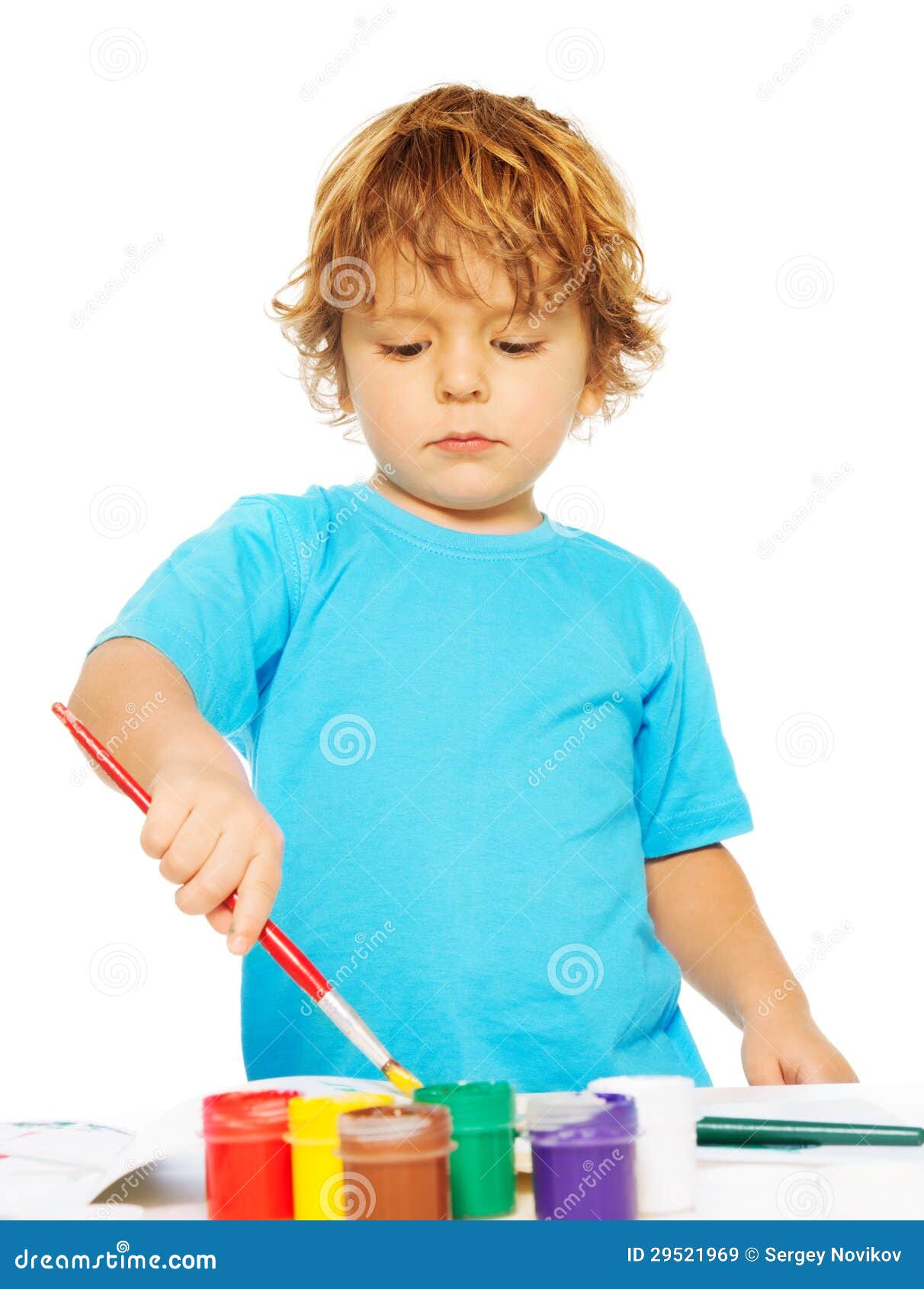 Occupied Little Boy Painting Stock Image Image of expression, kids