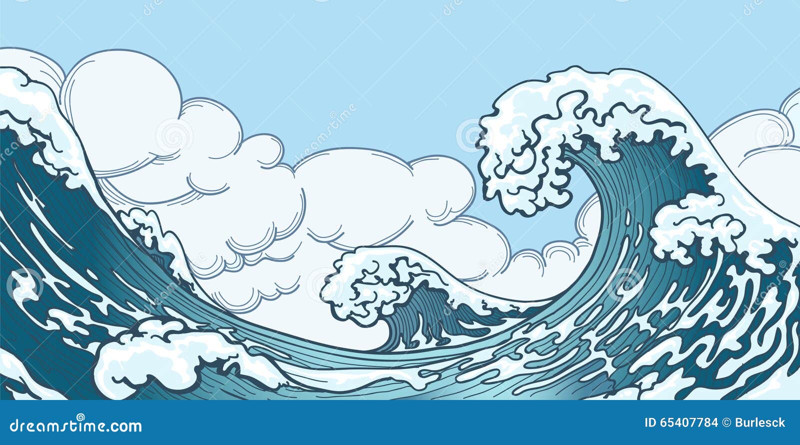 ocean big wave in japanese style