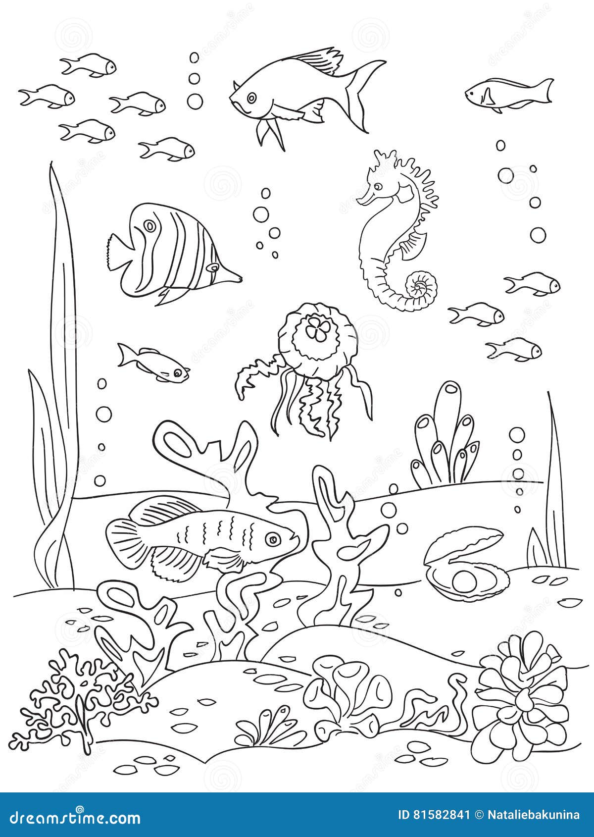 Ocean bottom sketch. stock vector. Illustration of computer - 81582841