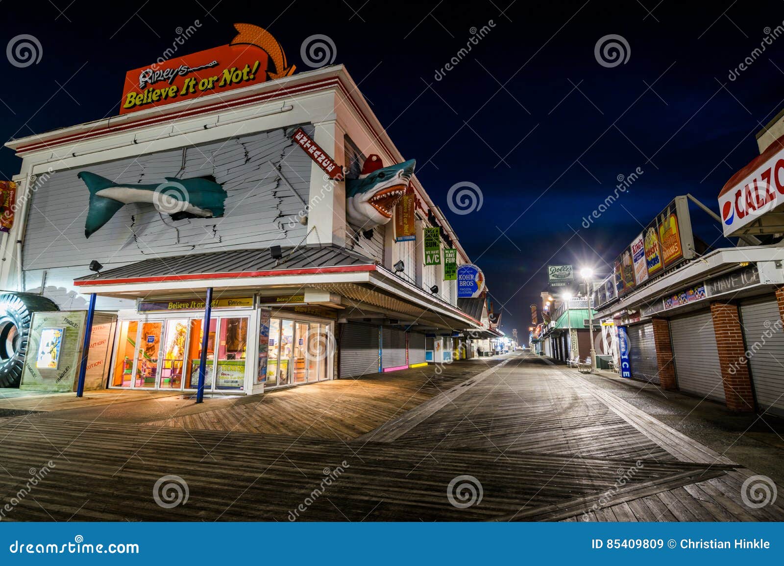 Ocean City, Maryland Pier during a Warm Fall Night Editorial Stock