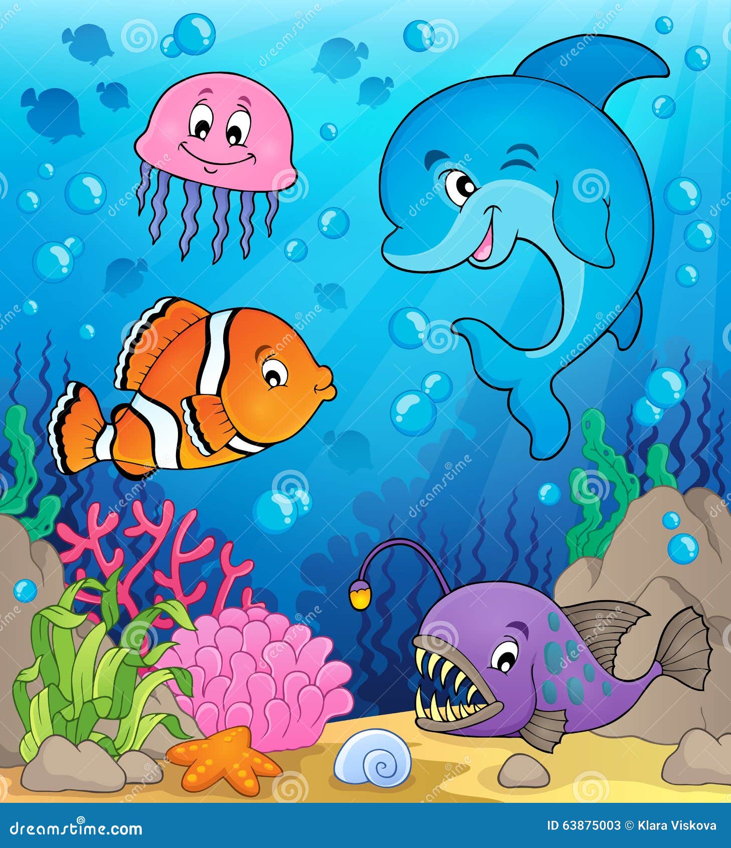 Ocean fauna topic image 1 stock vector. Illustration of underwater ...