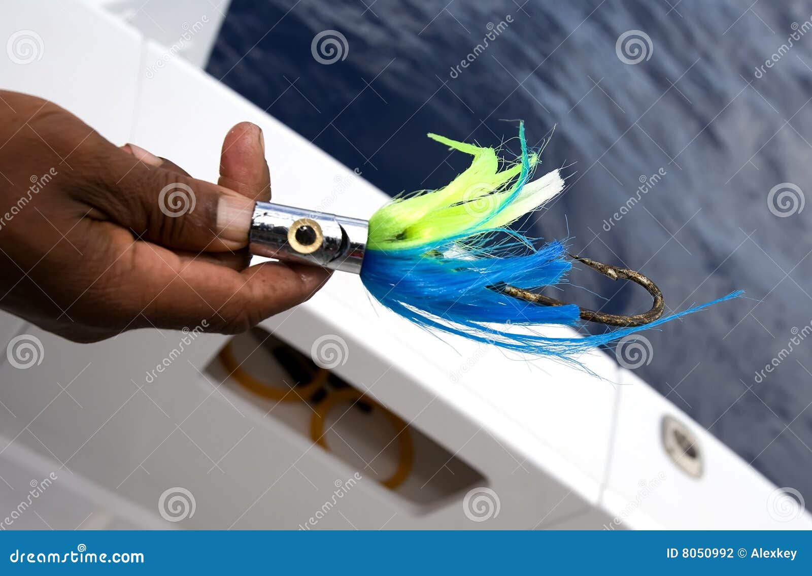 Ocean fishing spinner stock photo. Image of fibers, lures 8050992