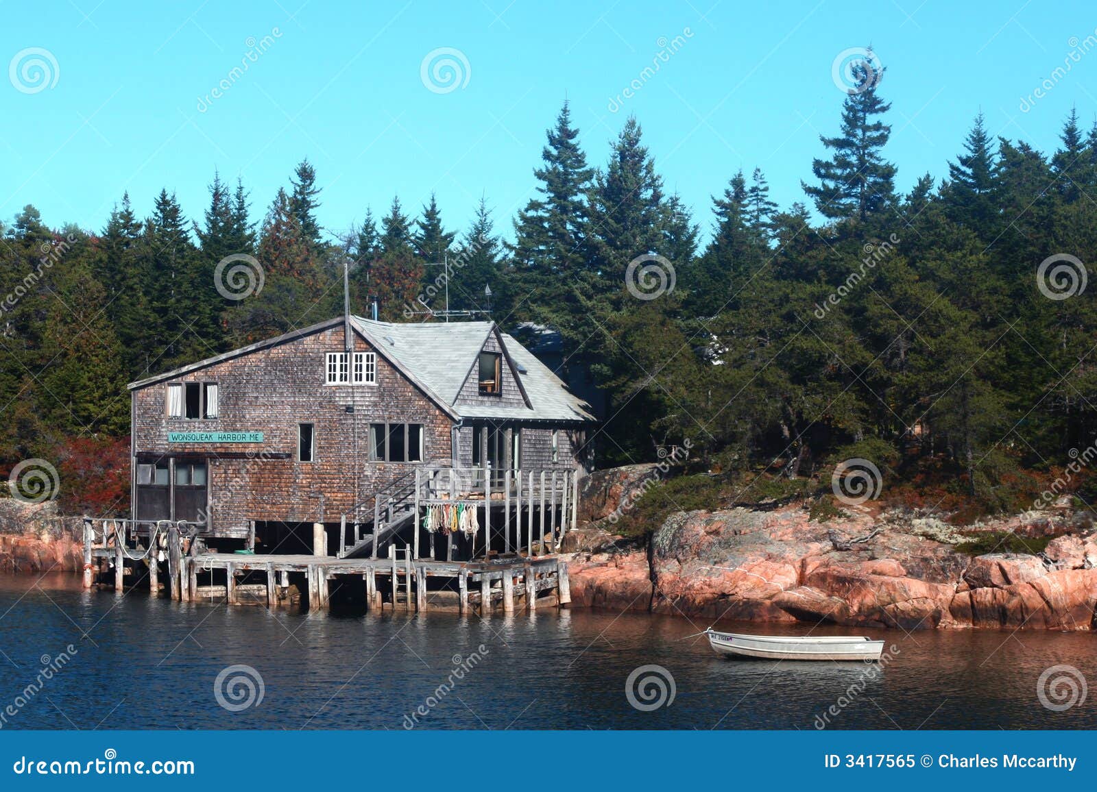 Ocean front house in Maine stock image. Image of rocks 3417565