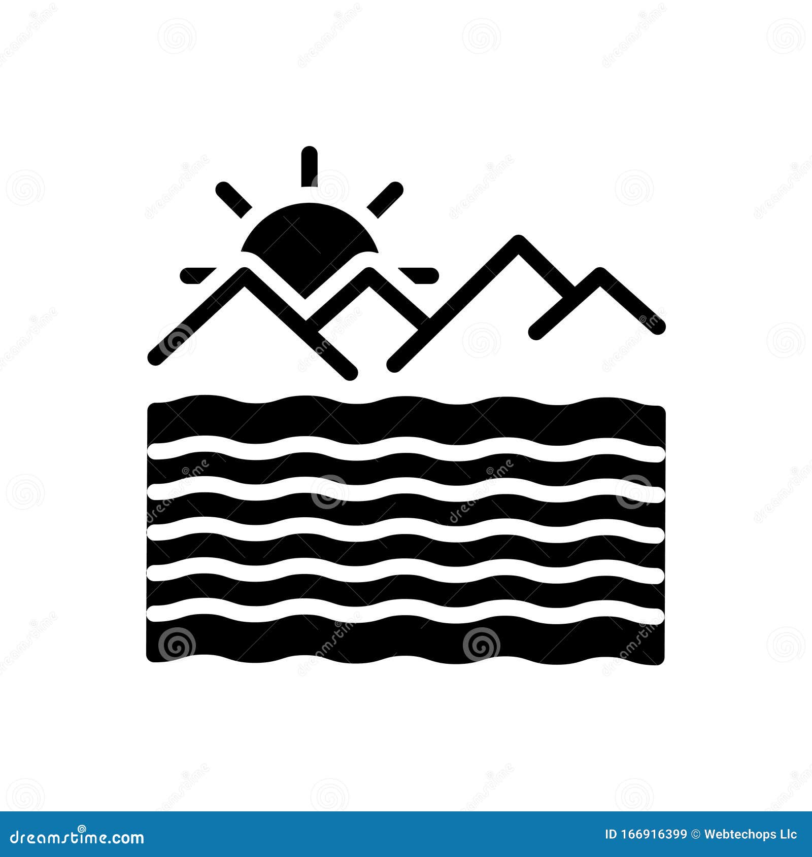 black solid icon for ocean, briny and sea