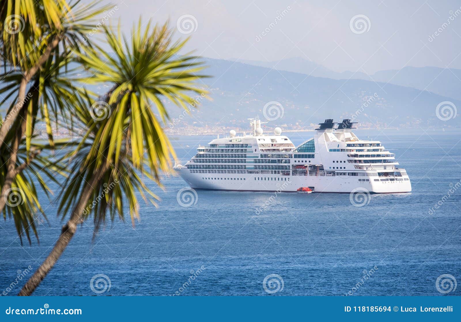 ocean liner cruise ship palms background aerial view transatlantic