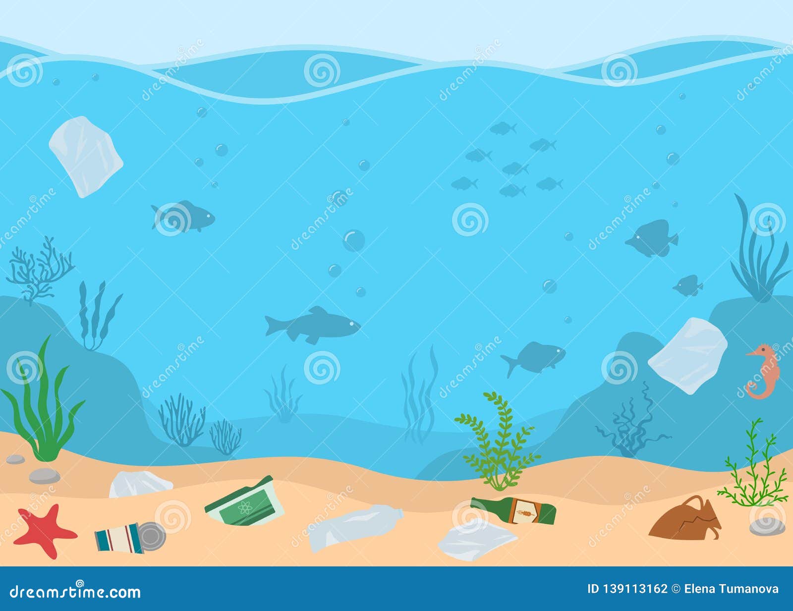 Ocean Pollution, Plastic Bottles and Trash in Water. Ecology Problems Concept Stock Vector - Illustration of background, plastic: 139113162 Ocean Pollution, Plastic Bottles and Trash in Water. Ecology Problems Concept Stock Vector - Illustration of background, plastic: 139113162
