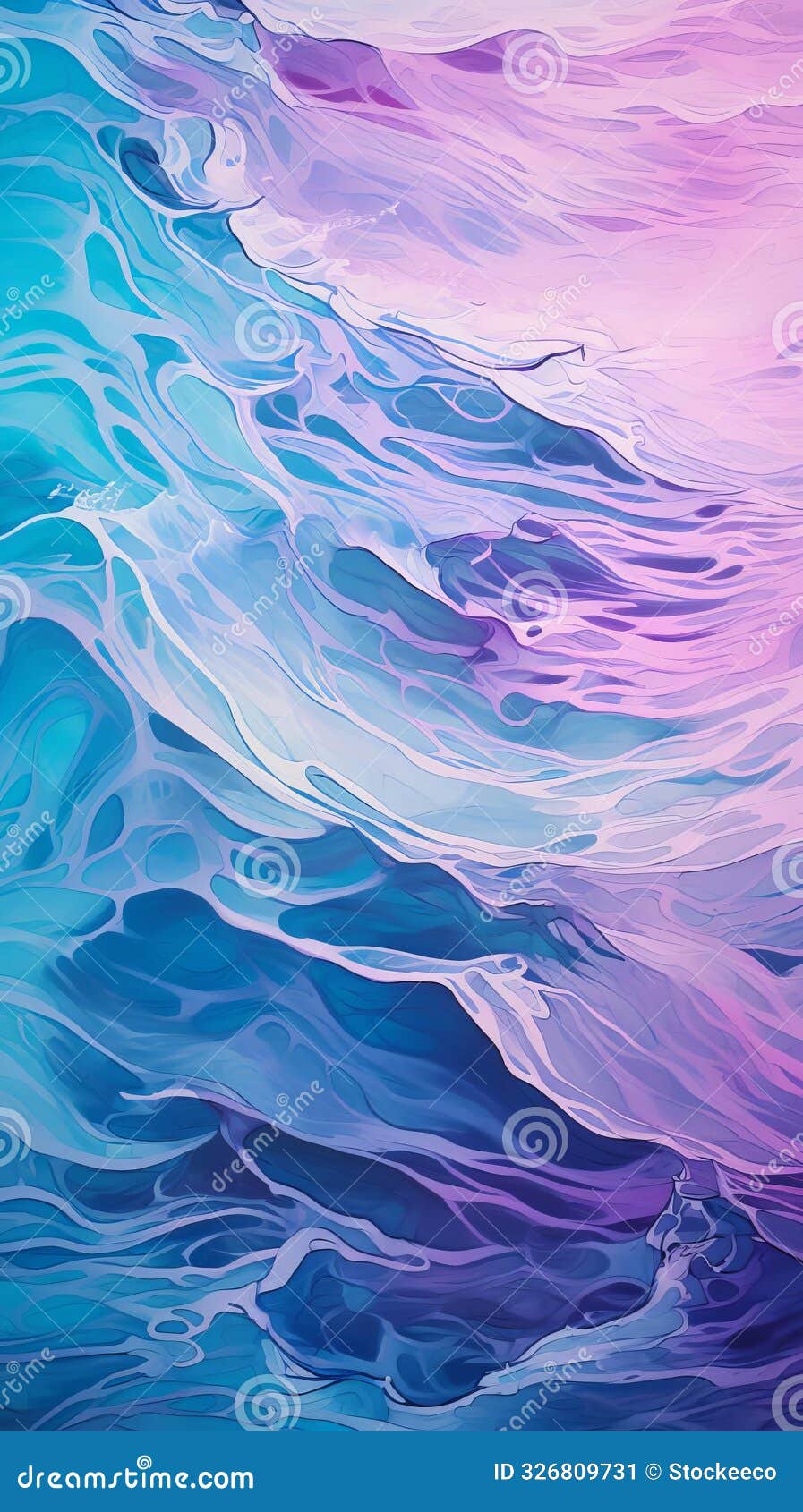 turquoise ocean waves in futuristic biomorph abstraction artwork