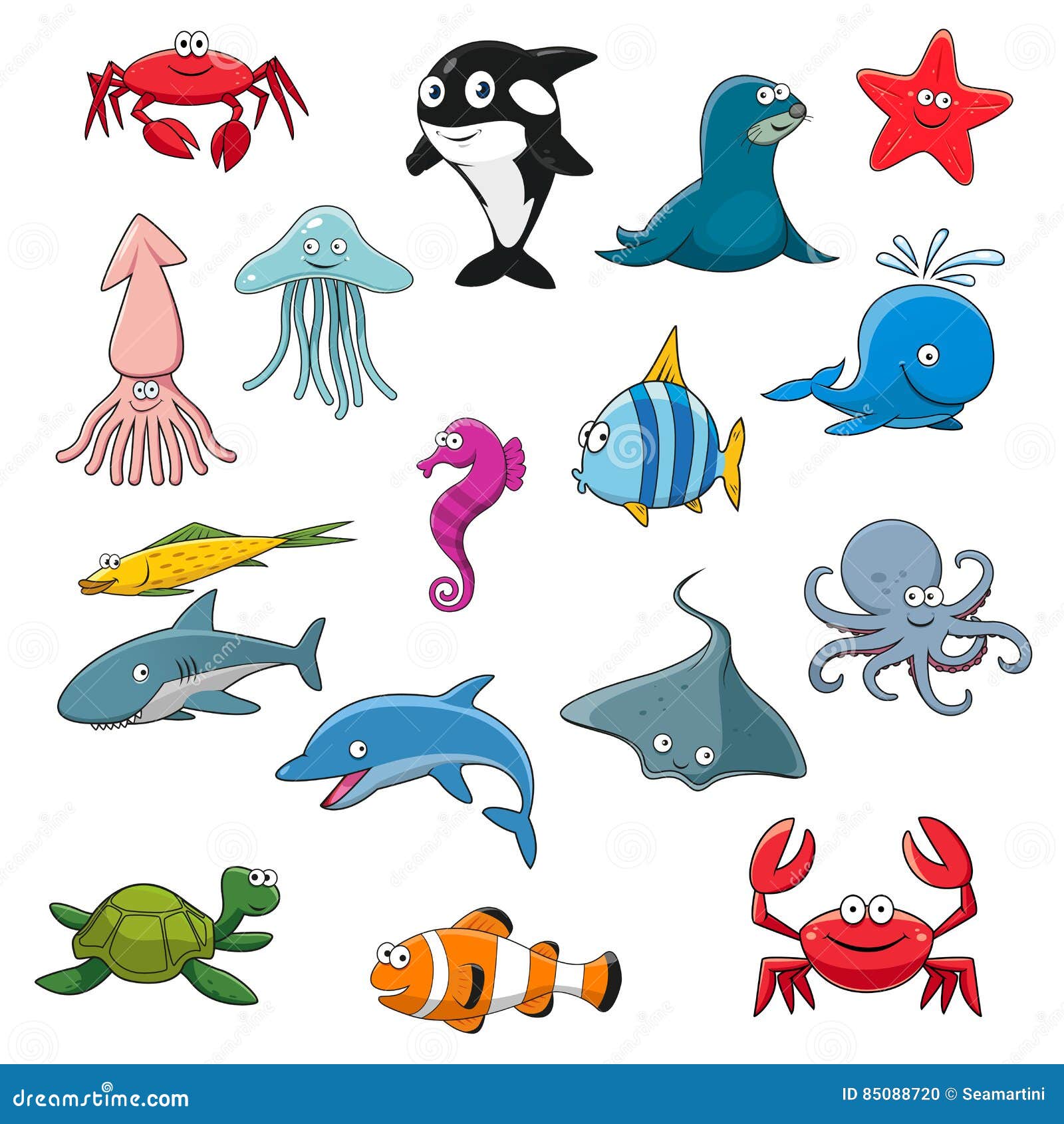 Ocean or Sea Cartoon Isolated Characters Stock Vector - Illustration of shark, calf: 85088720 Ocean or Sea Cartoon Isolated Characters Stock Vector - Illustration of shark, calf: 85088720