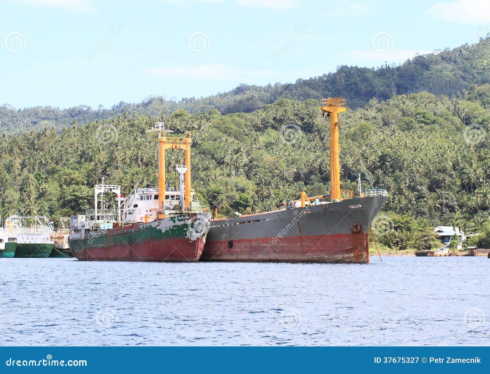 Ocean ship stock image. Image of blue, anchore, shipping