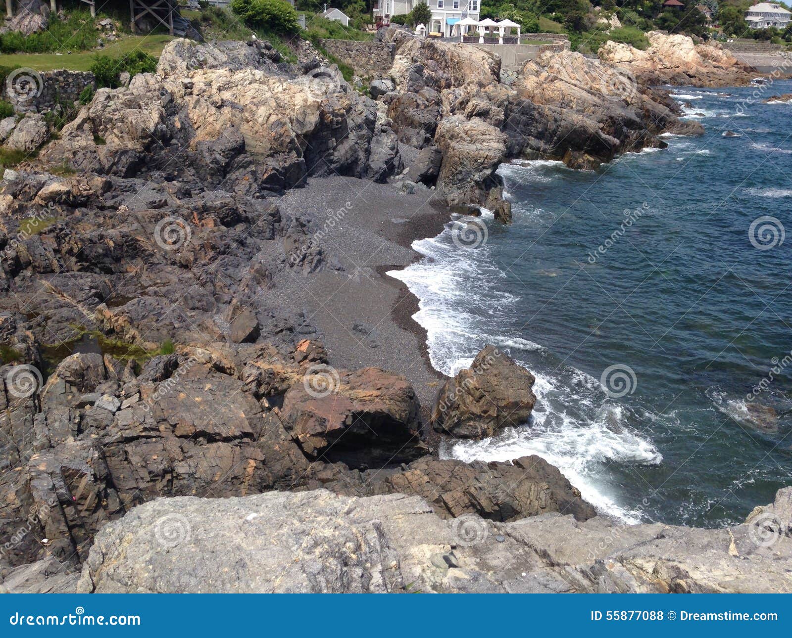 Very nice day on top of the rocks with the ocean crashing againest them.