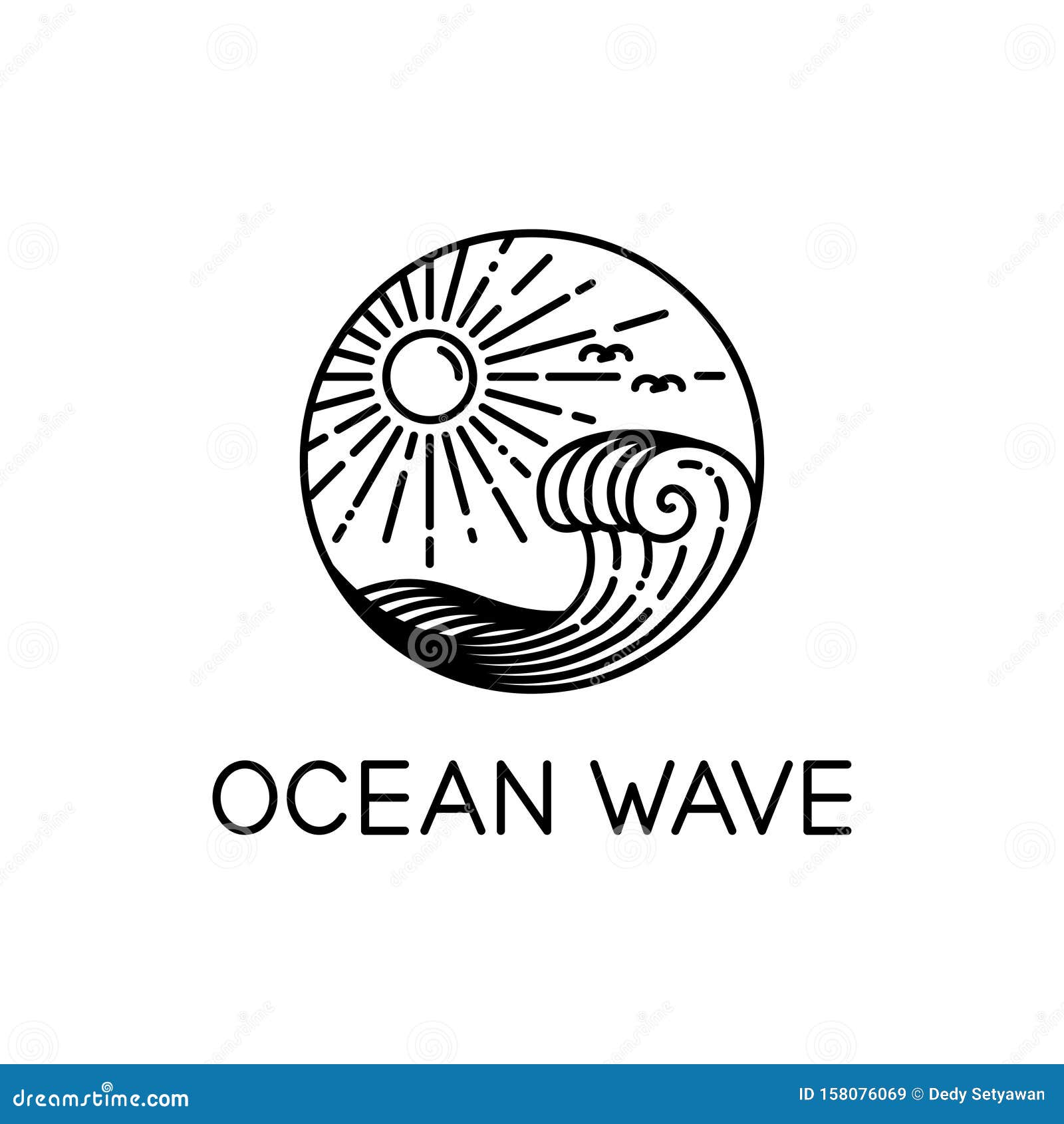 Ocean waves line art stock vector. Illustration of graphic