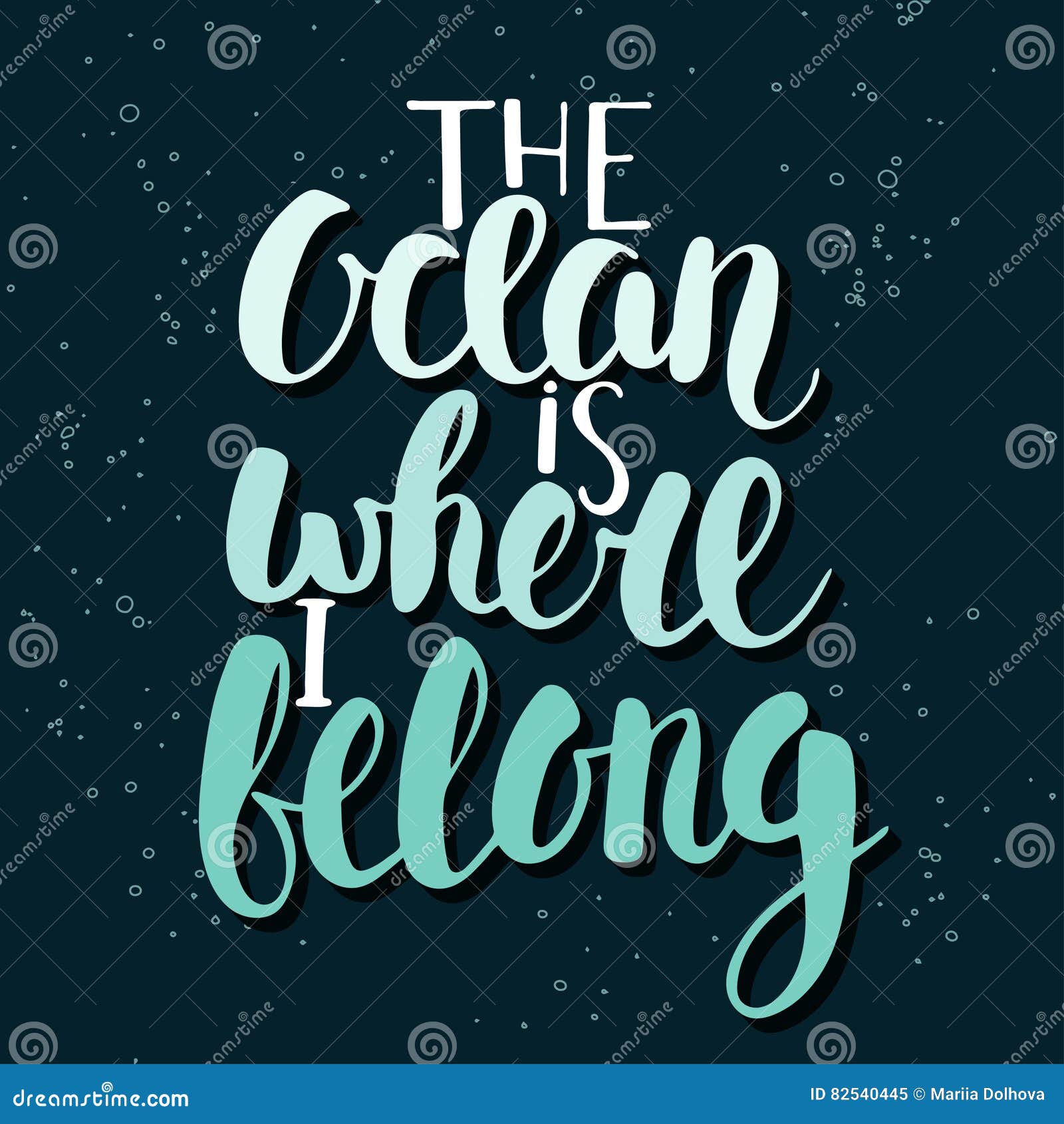 the ocean is where i belong. handwritten lettering.