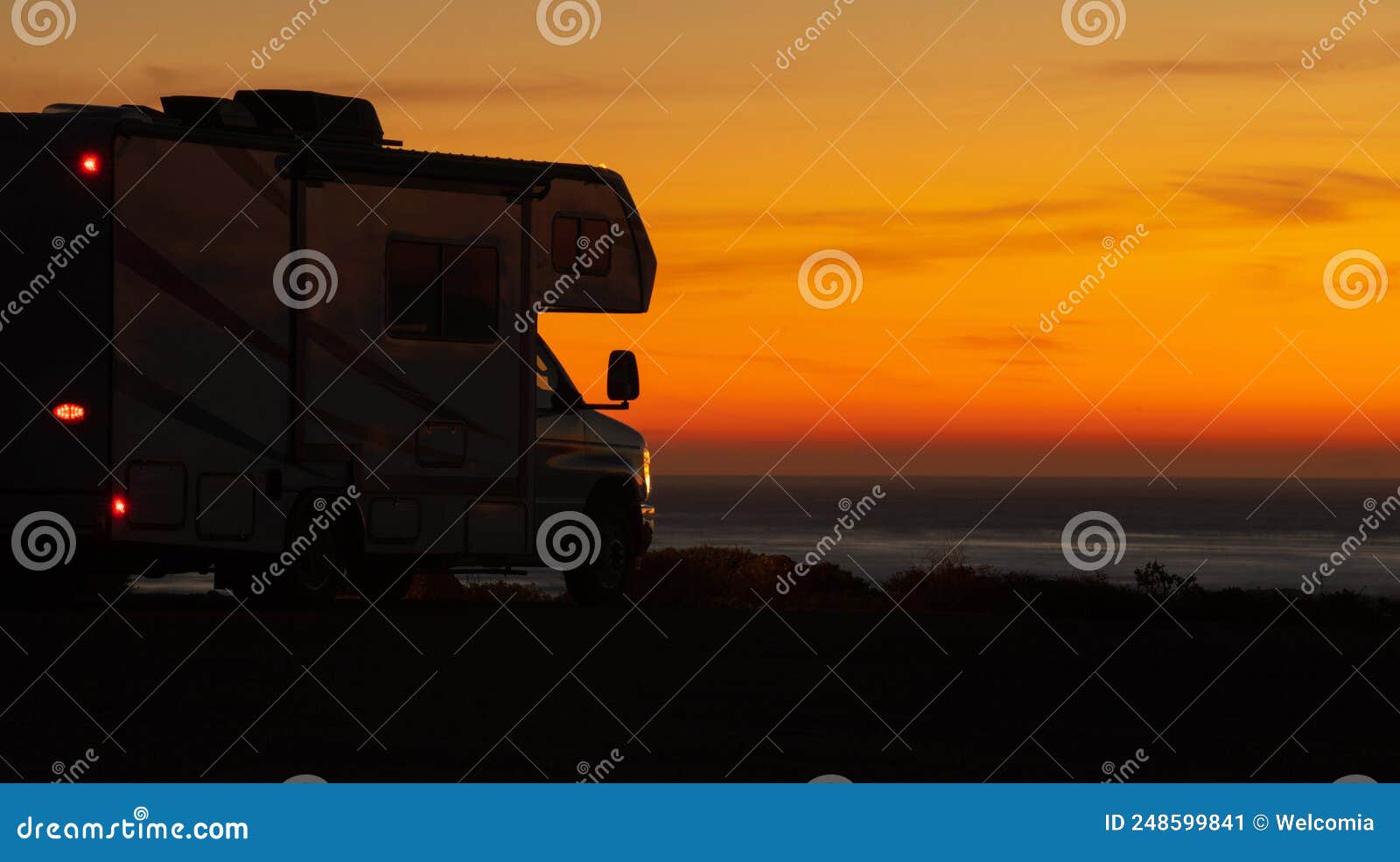 oceanfront dry camping in modern rv camper van